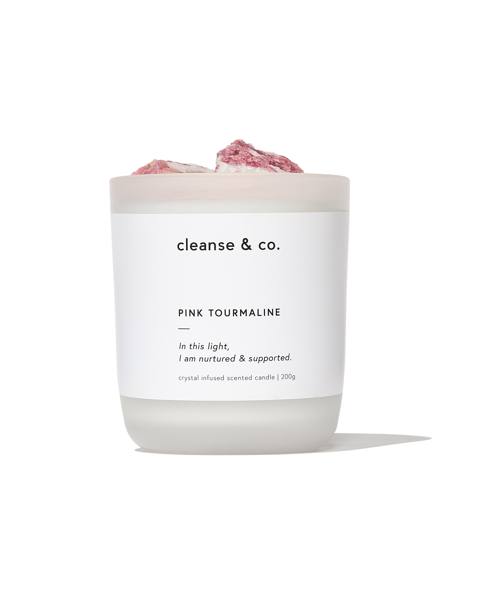 Crystal Candle with Raw Pink Tourmaline