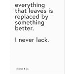 A4 Quote Print - I Never Lack print A4 cleanse & co.