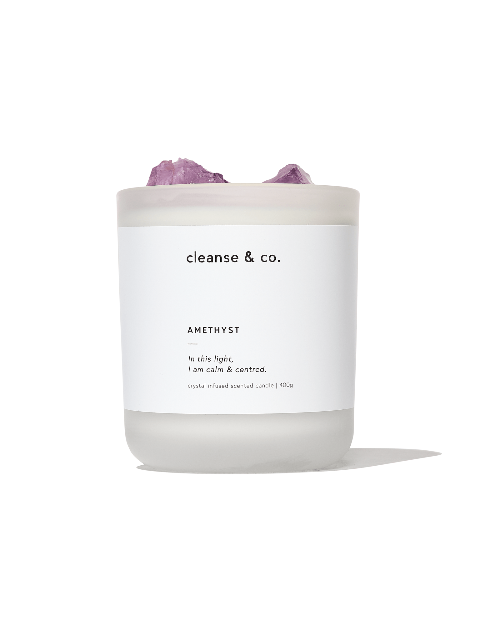 Amethyst Intention Crystal Candle - calm & centred candle cleanse and co.