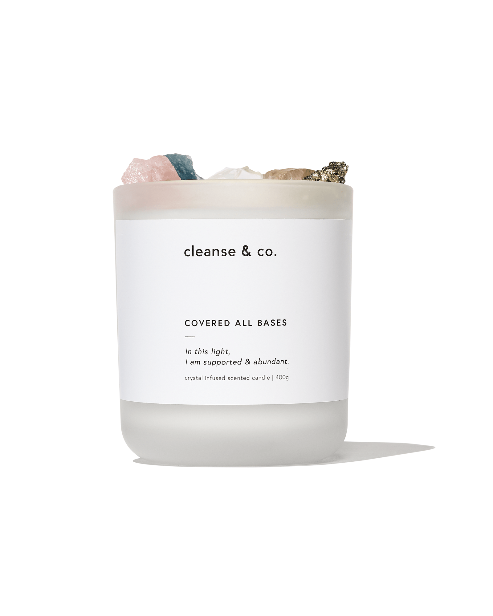Covered All Bases Intention Crystal Candle - supported & abundant candle cleanse & co.