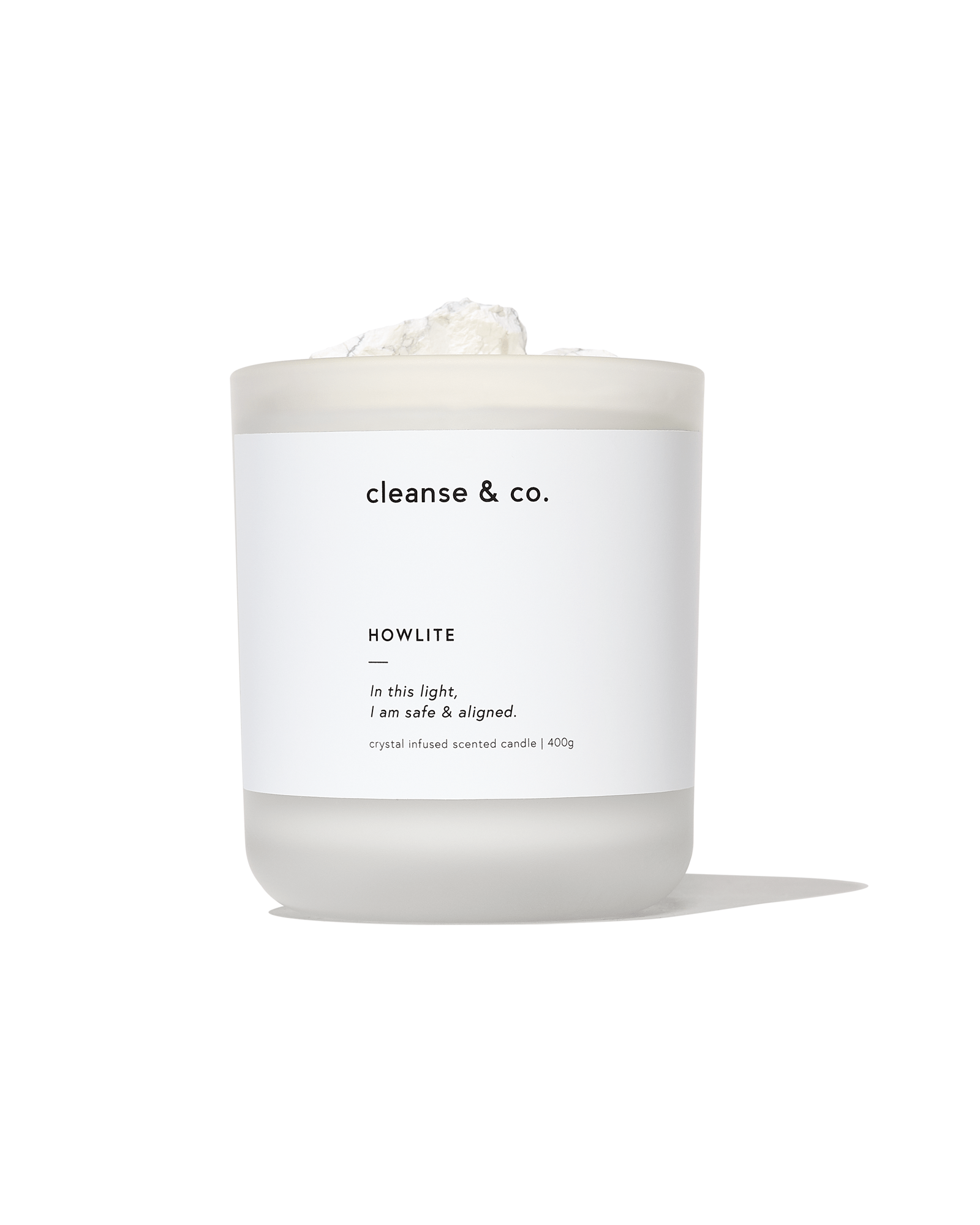 Howlite Intention Crystal Candle - safe & aligned candle cleanse and co.