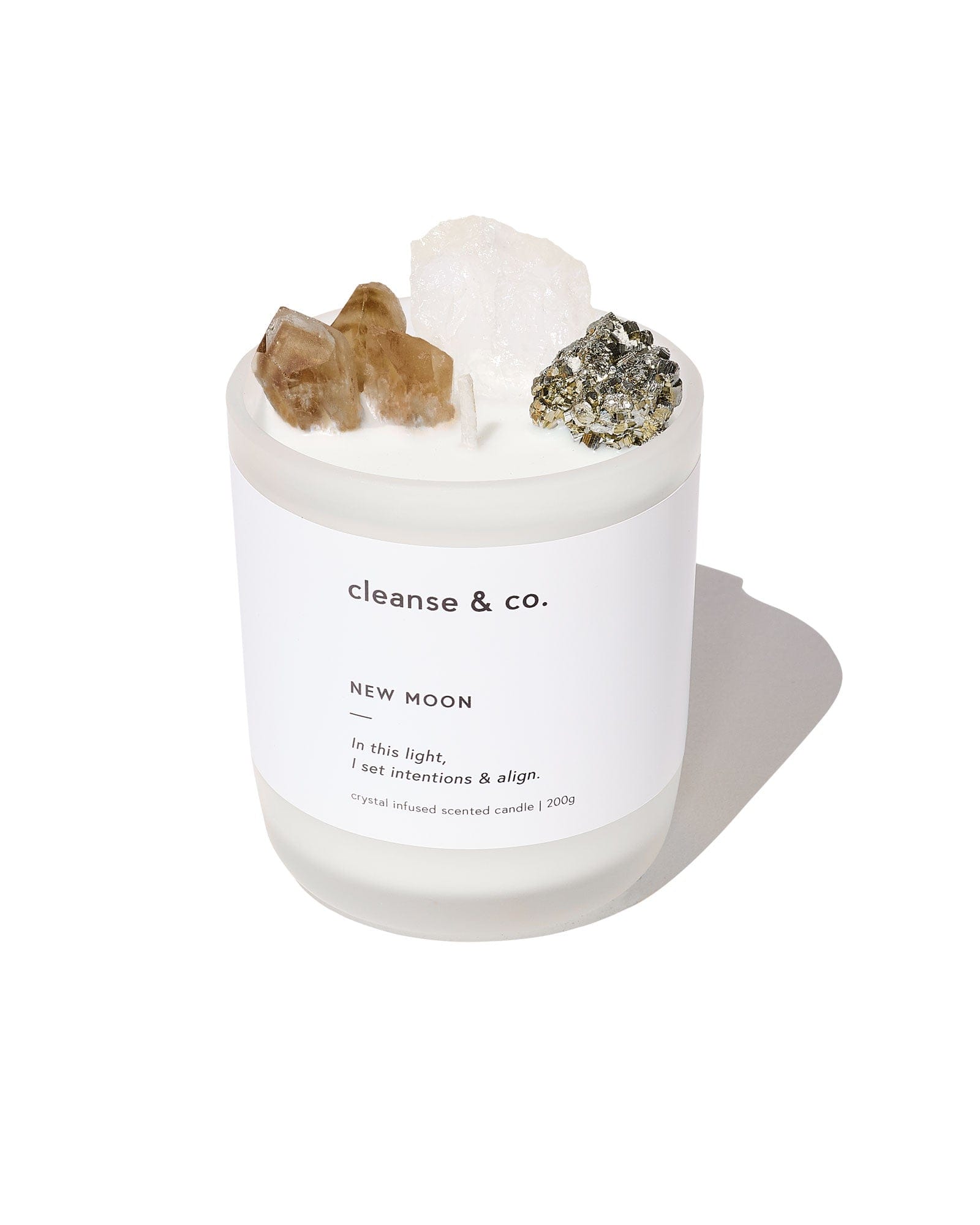 New Moon Intention Crystal Candle candle cleanse and co.