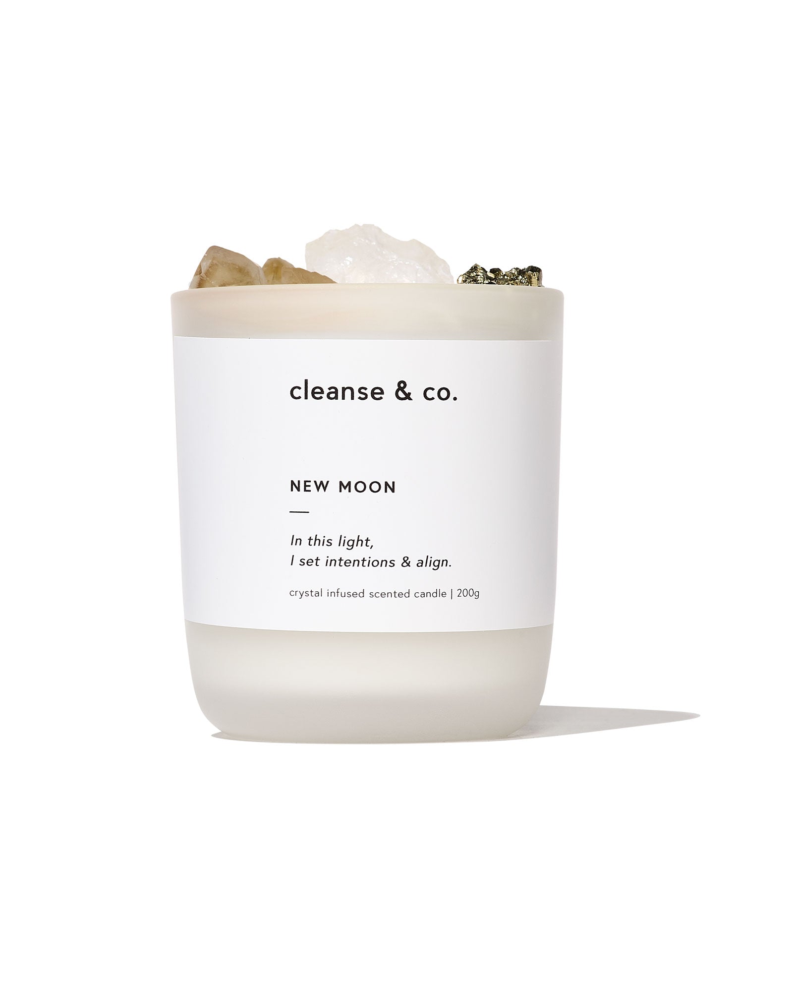 New Moon Intention Crystal Candle candle cleanse and co.