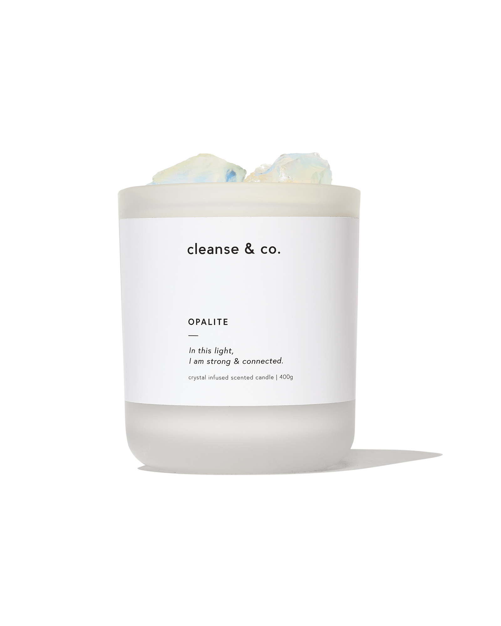 Opalite Intention Crystal Candle - strong & connected candle cleanse and co.