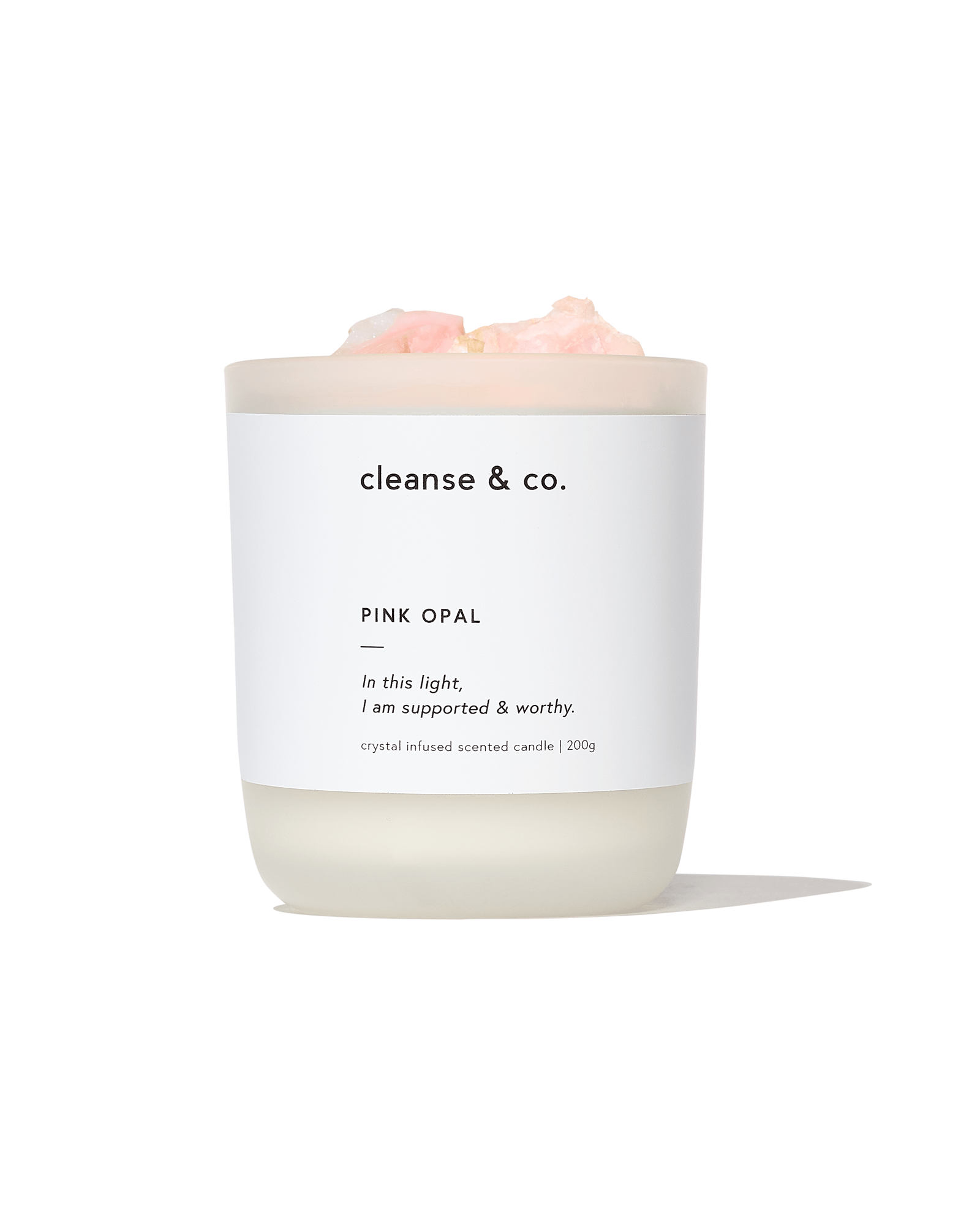 Pink Opal Intention Crystal Candle - supported & worthy candle cleanse and co.