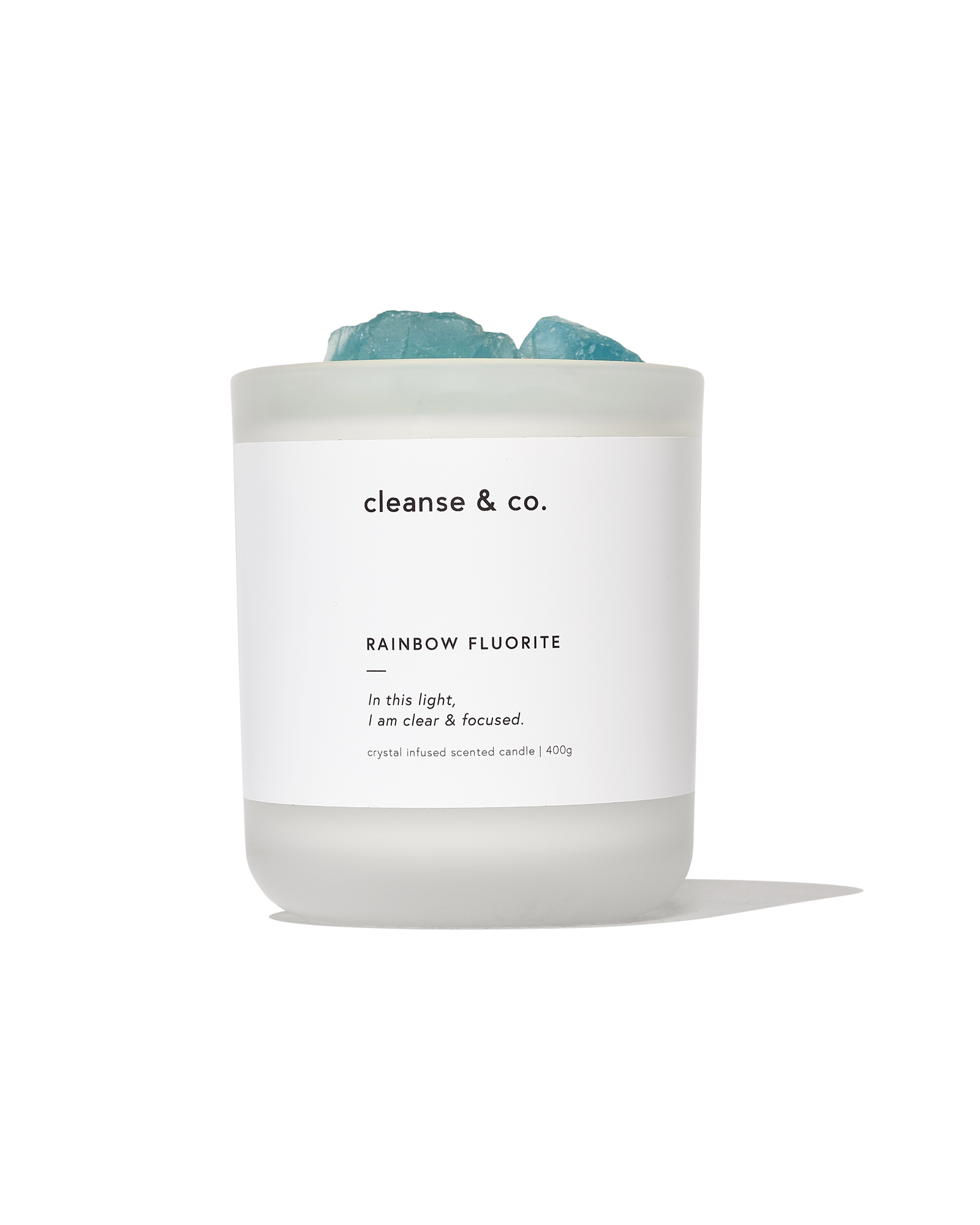 Rainbow Fluorite Intention Crystal Candle - clear & focused candle cleanse and co.