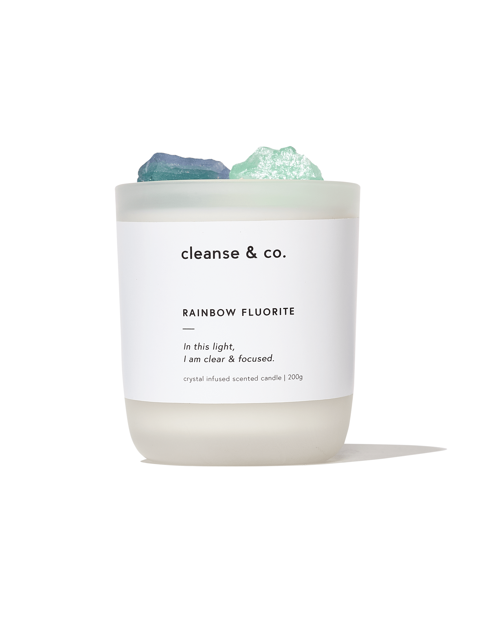 Rainbow Fluorite Intention Crystal Candle - clear & focused candle cleanse and co.
