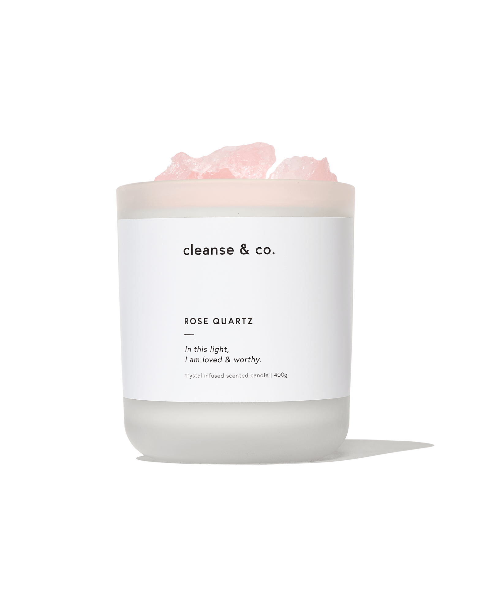 Rose Quartz Intention Crystal Candle - loved & worthy candle cleanse and co.