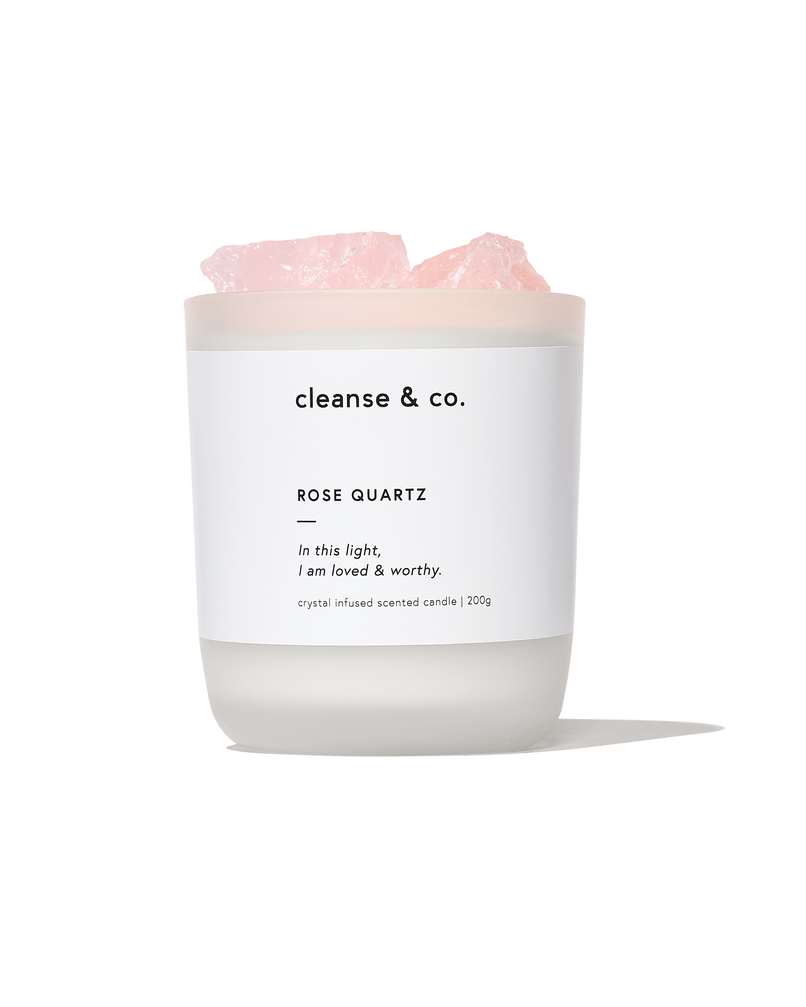 Rose Quartz Intention Crystal Candle - loved & worthy candle cleanse and co.