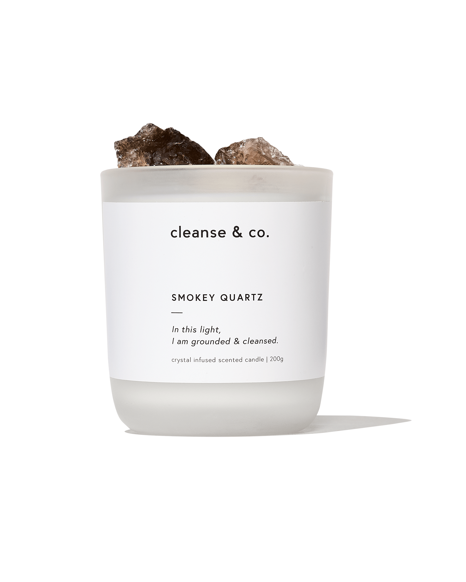 Smokey Quartz Intention Crystal Candle - grounded & cleansed candle cleanse and co.