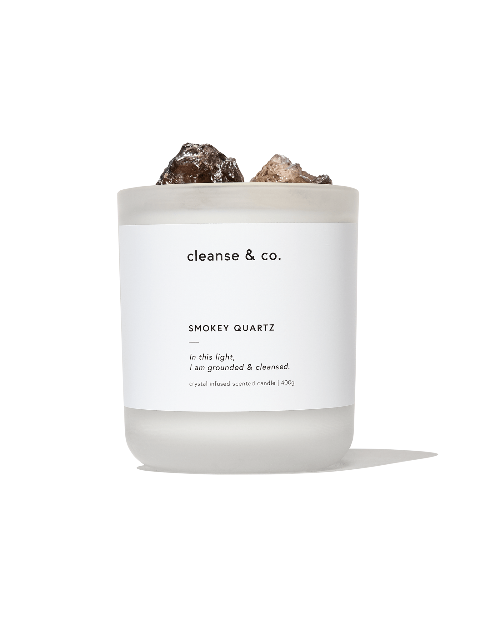 Smokey Quartz Intention Crystal Candle - grounded & cleansed candle cleanse and co.