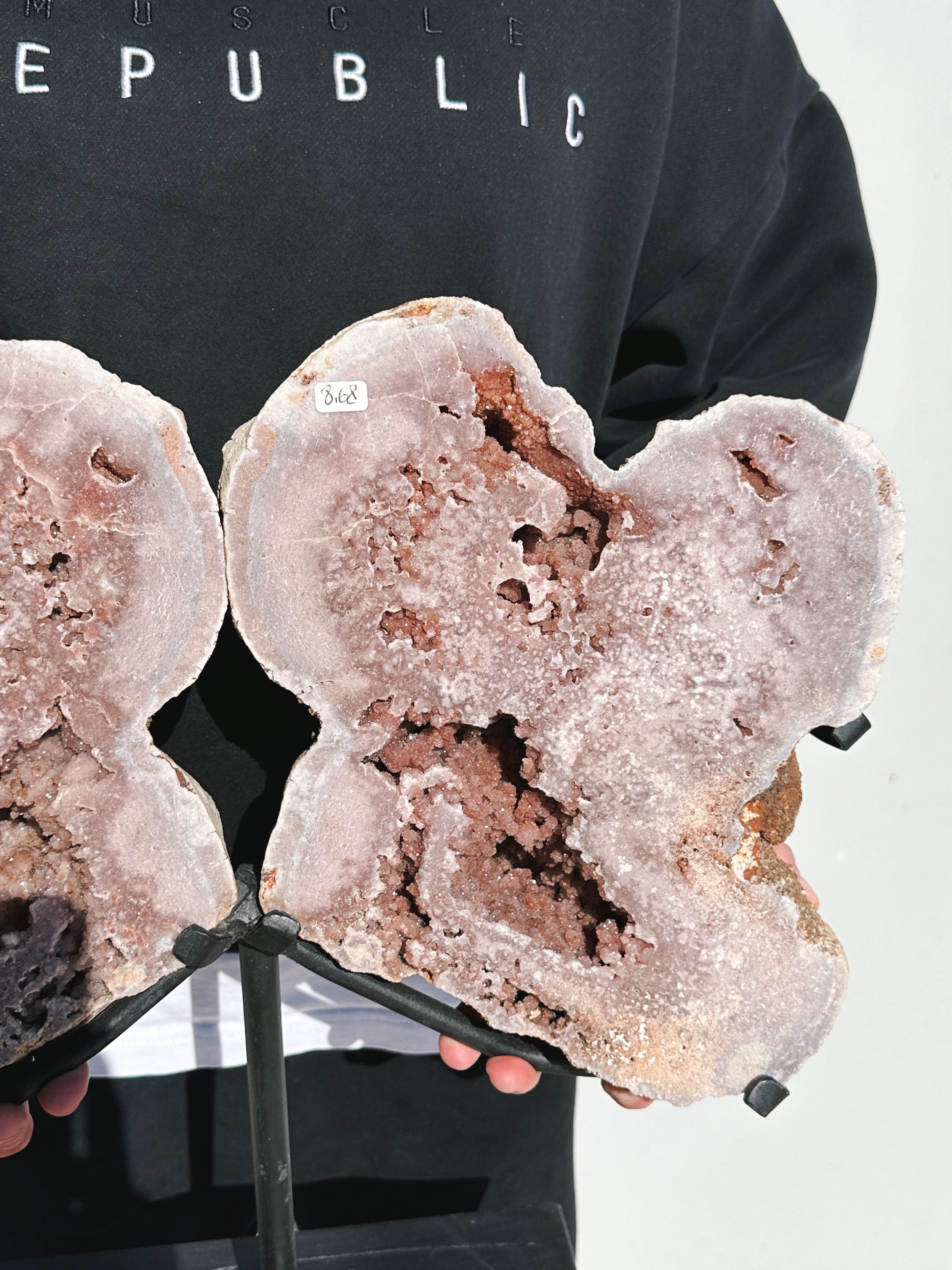 Statement Pink Amethyst Slab with Stand 04 Crystal cleanse & co.