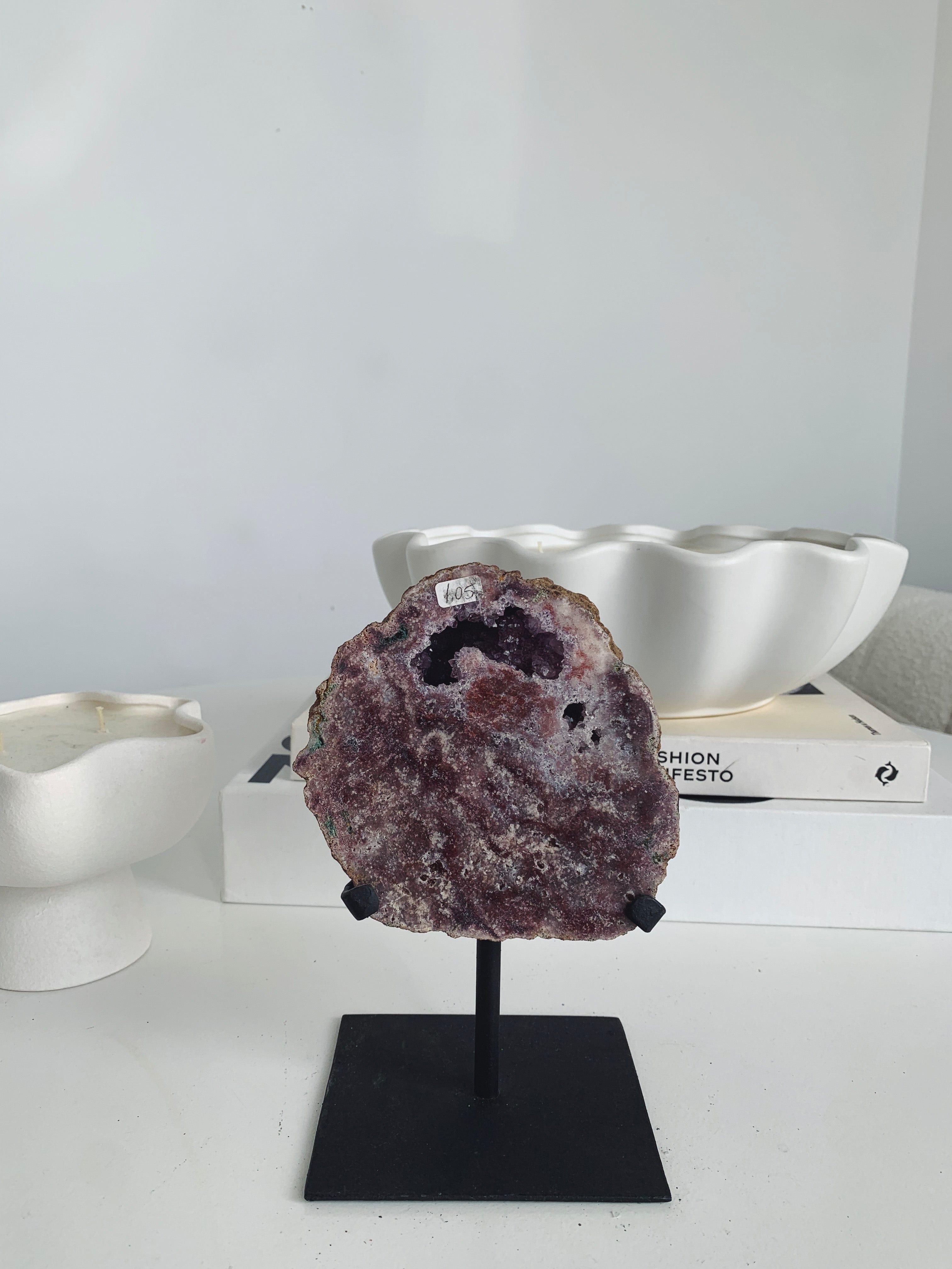 Statement Pink Amethyst with Stand 04 Crystal cleanse & co.