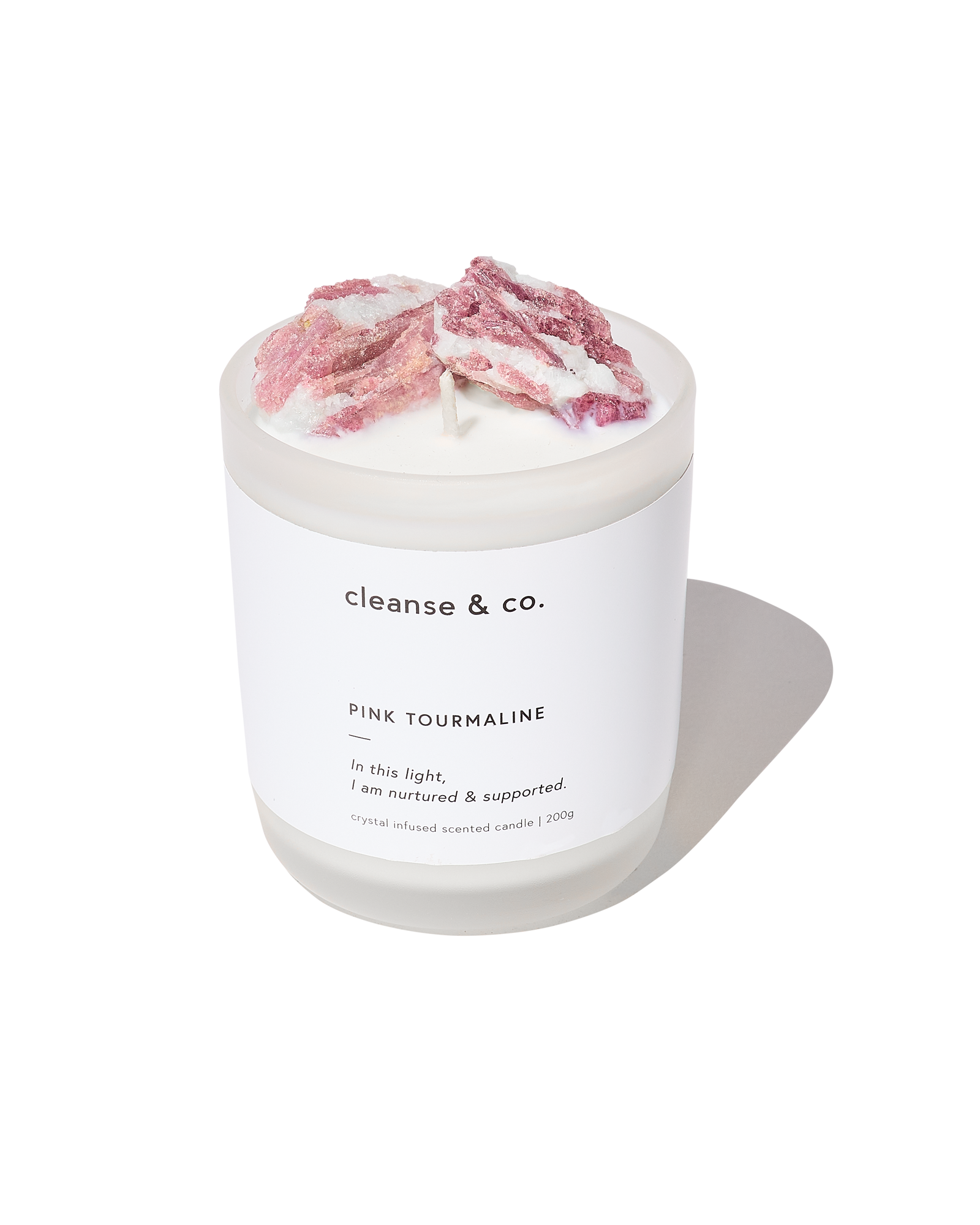 Crystal Candle with Raw Pink Tourmaline