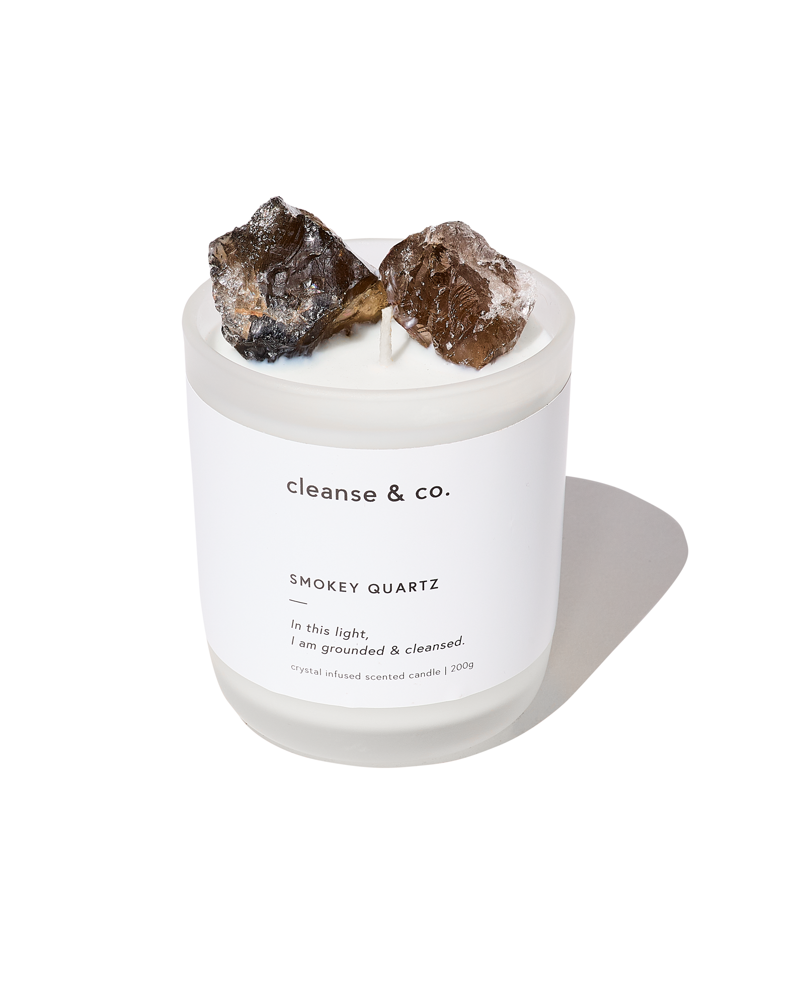 Crystal Candle with Raw Smokey Quartz Crystals