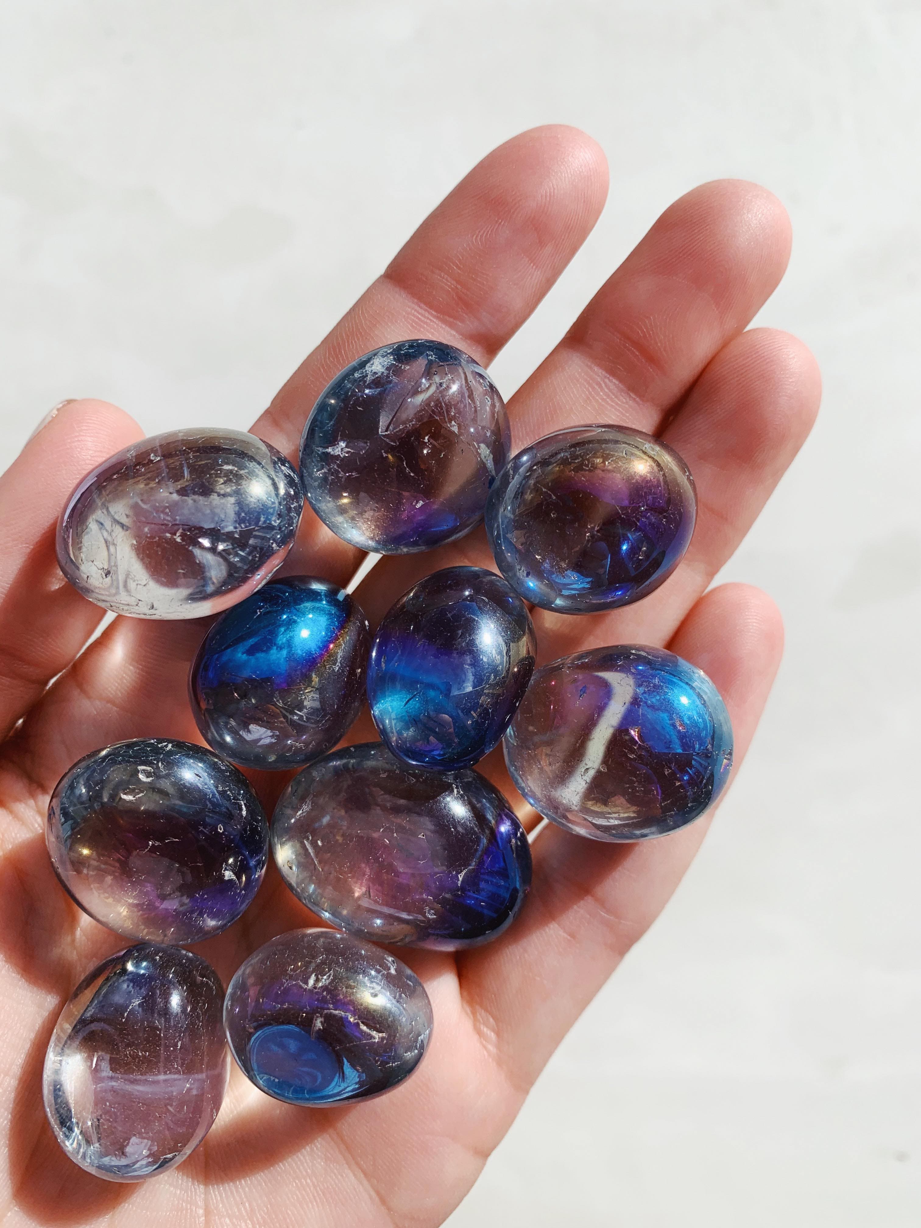Blue Aura Quartz Tumble - Communication/Negativity tumbled cleanse & co.