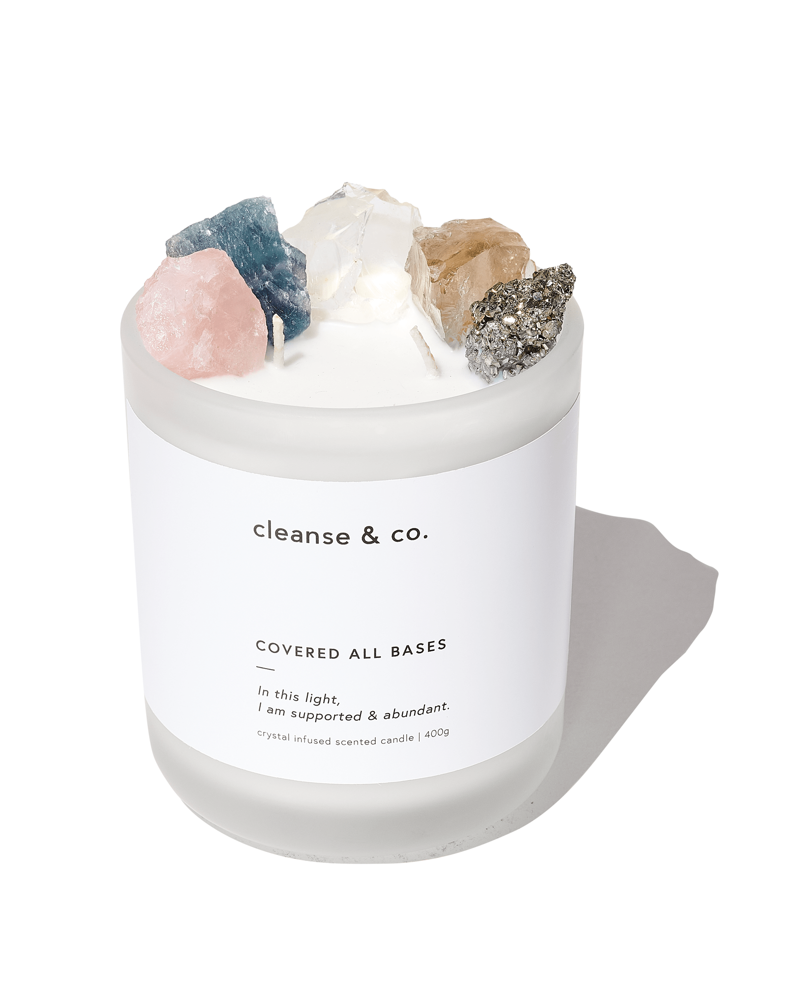Covered All Bases Intention Crystal Candle - supported & abundant candle cleanse & co.