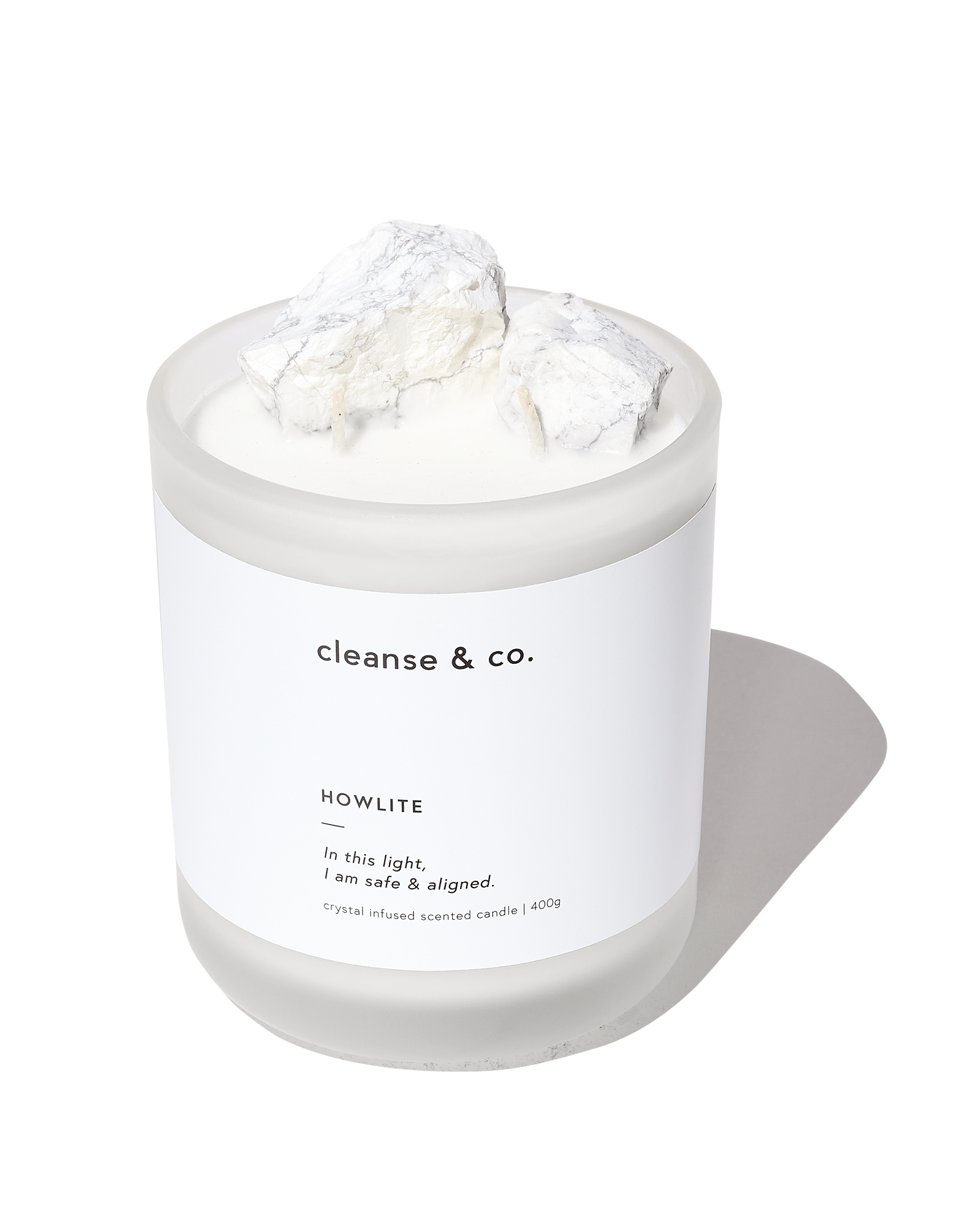 Howlite Intention Crystal Candle - safe & aligned candle cleanse and co.