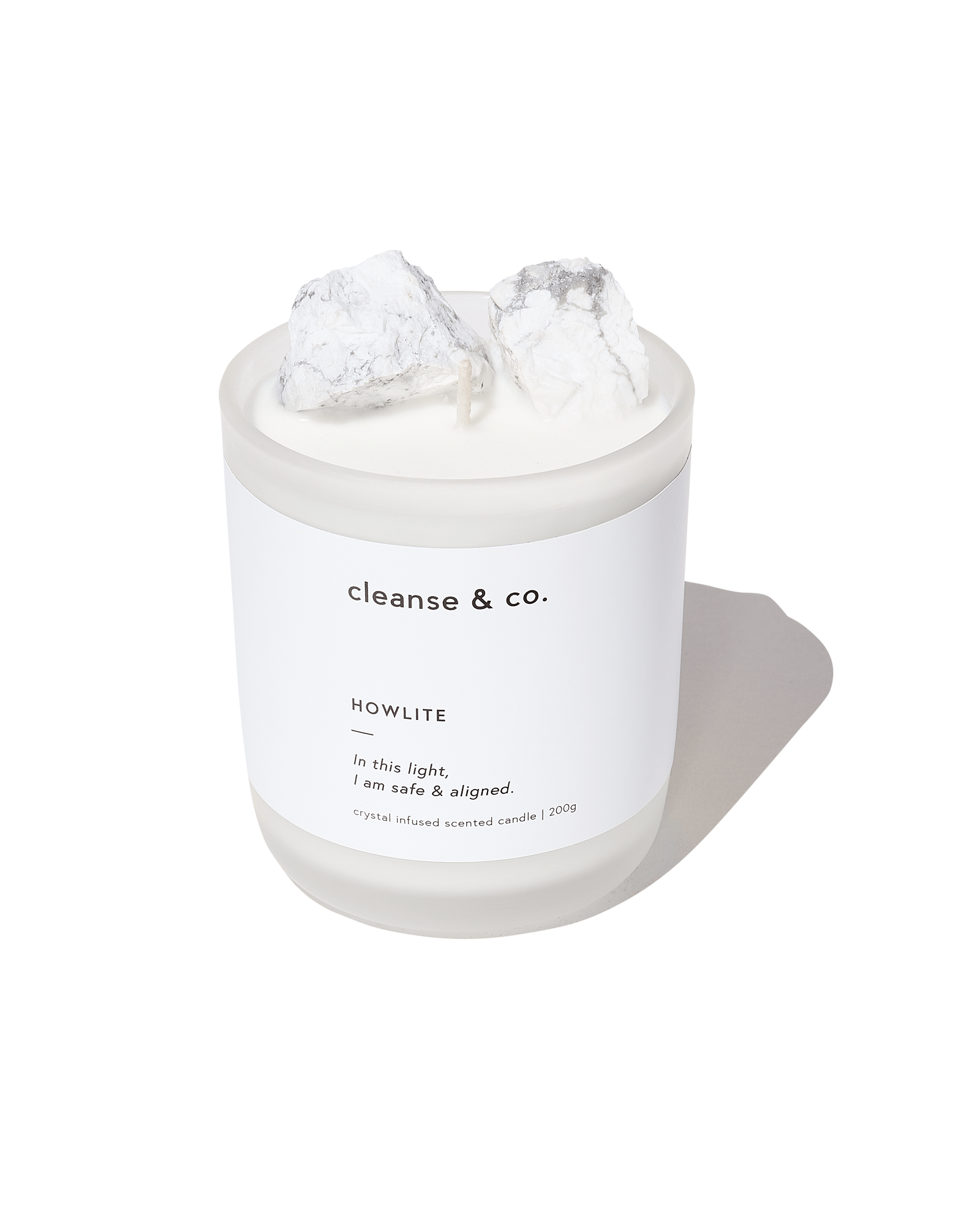 Howlite Intention Crystal Candle - safe & aligned candle cleanse and co.