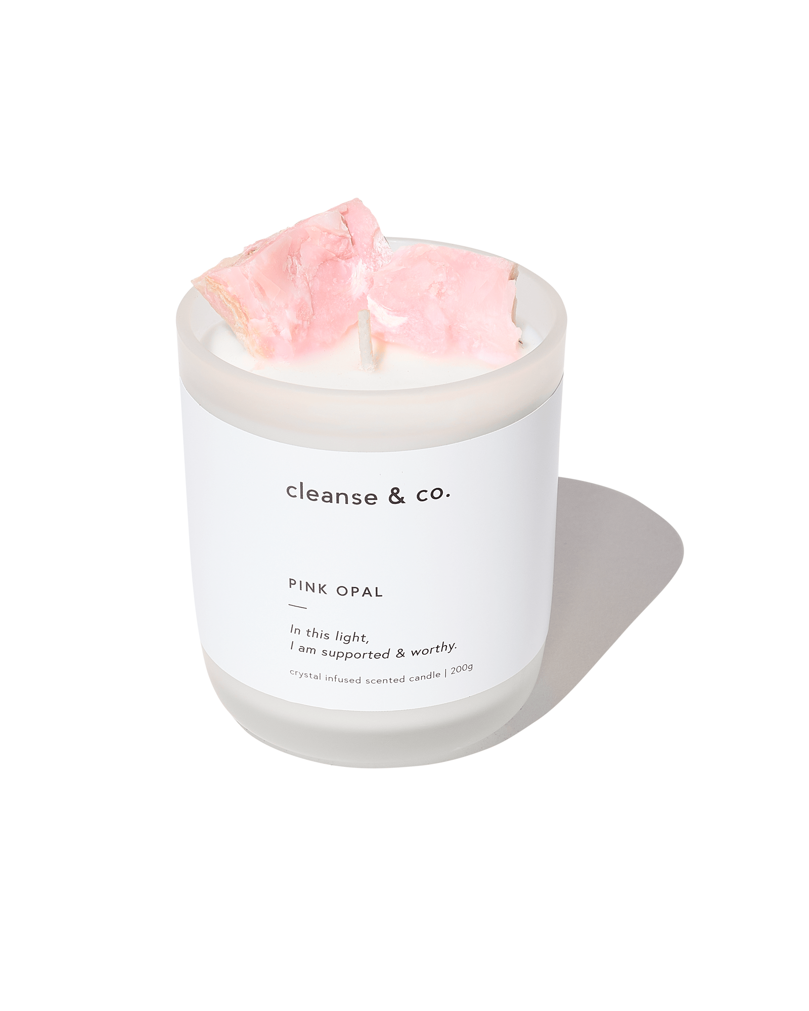 Pink Opal Intention Crystal Candle - supported & worthy candle cleanse and co.