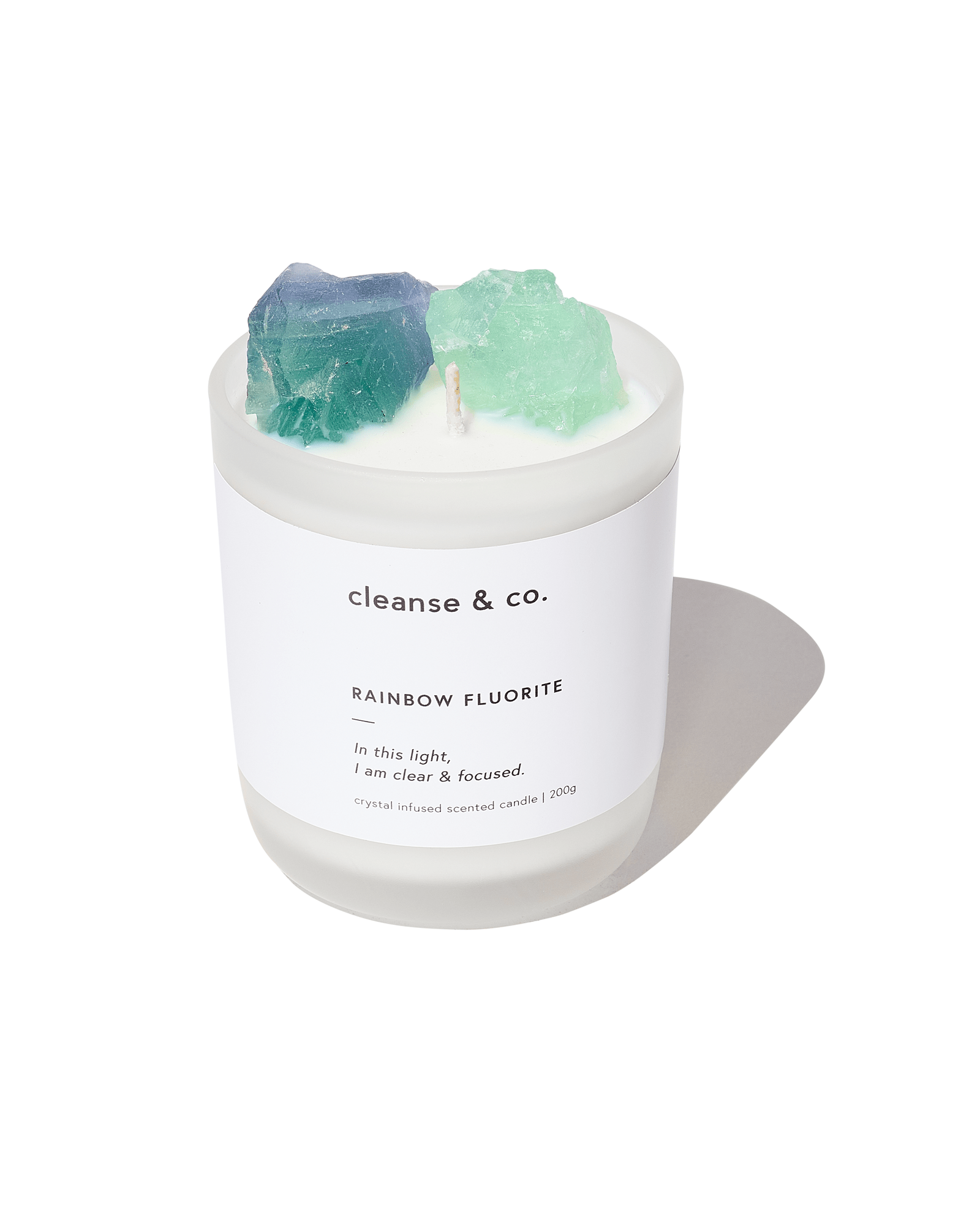 Rainbow Fluorite Intention Crystal Candle - clear & focused candle cleanse and co.