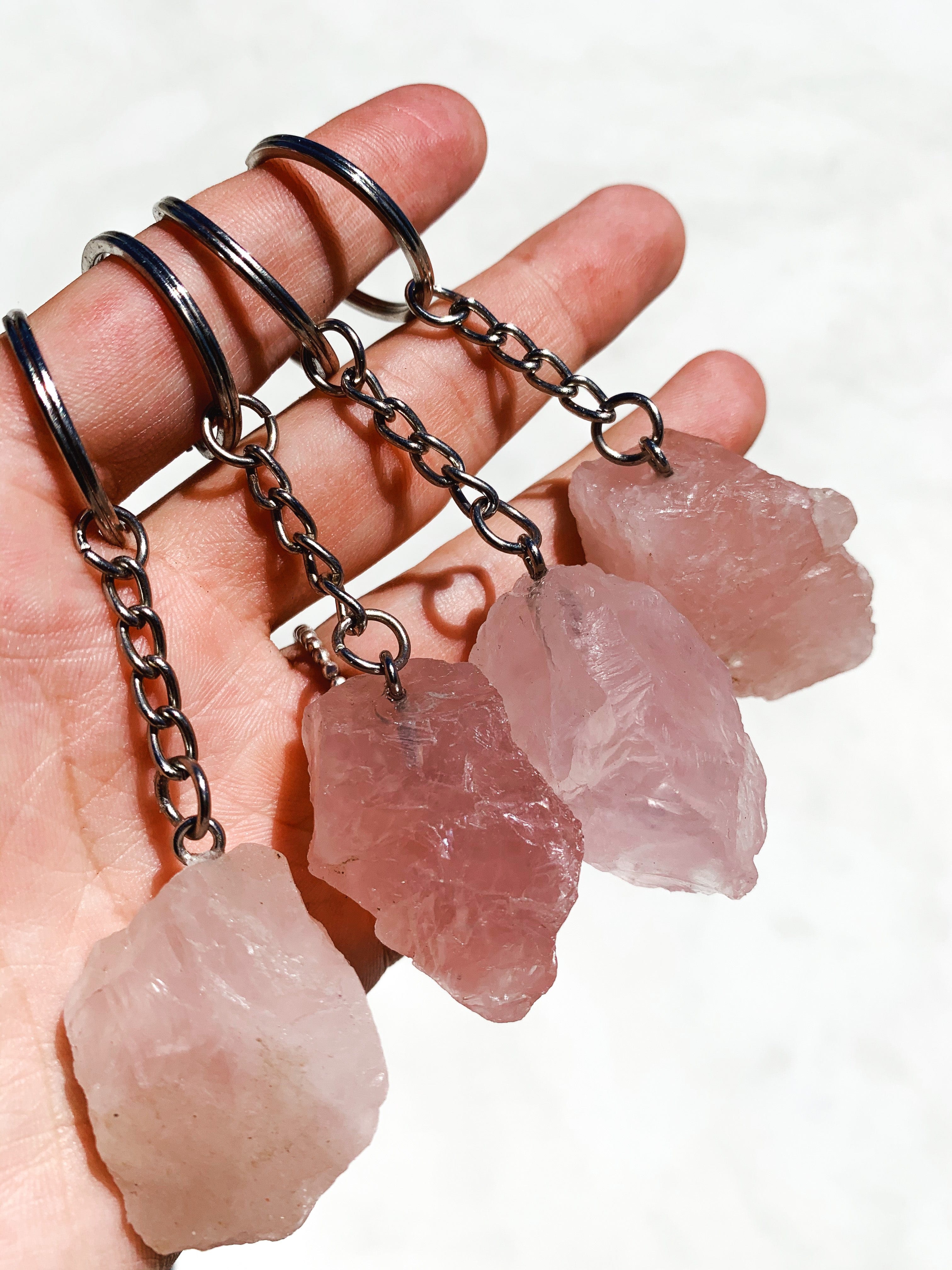 Raw Rose Quartz Key Chain cleanse & co.