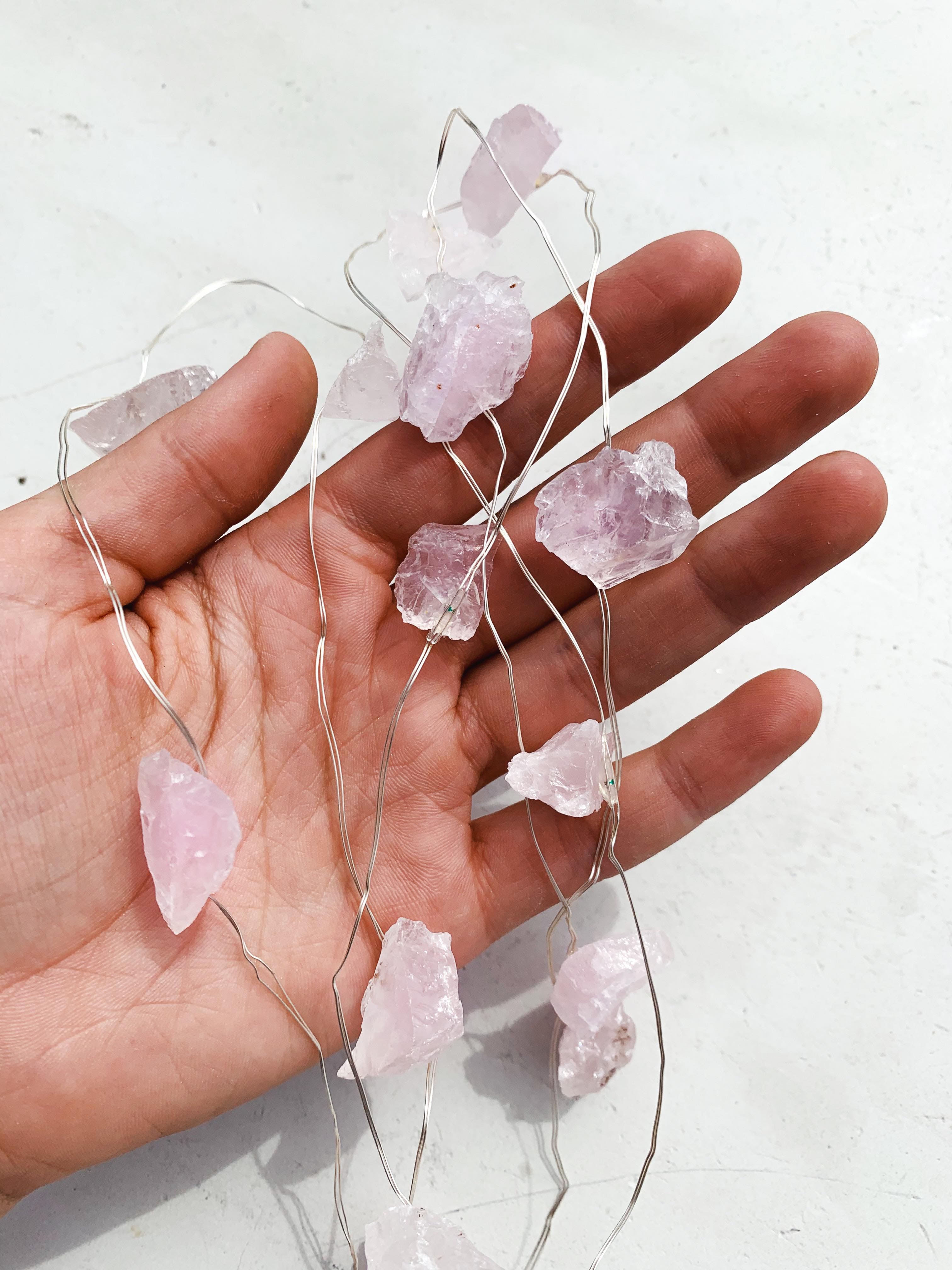 Rose Quartz Fairy Crystal String Lights Self & Home cleanse & co.