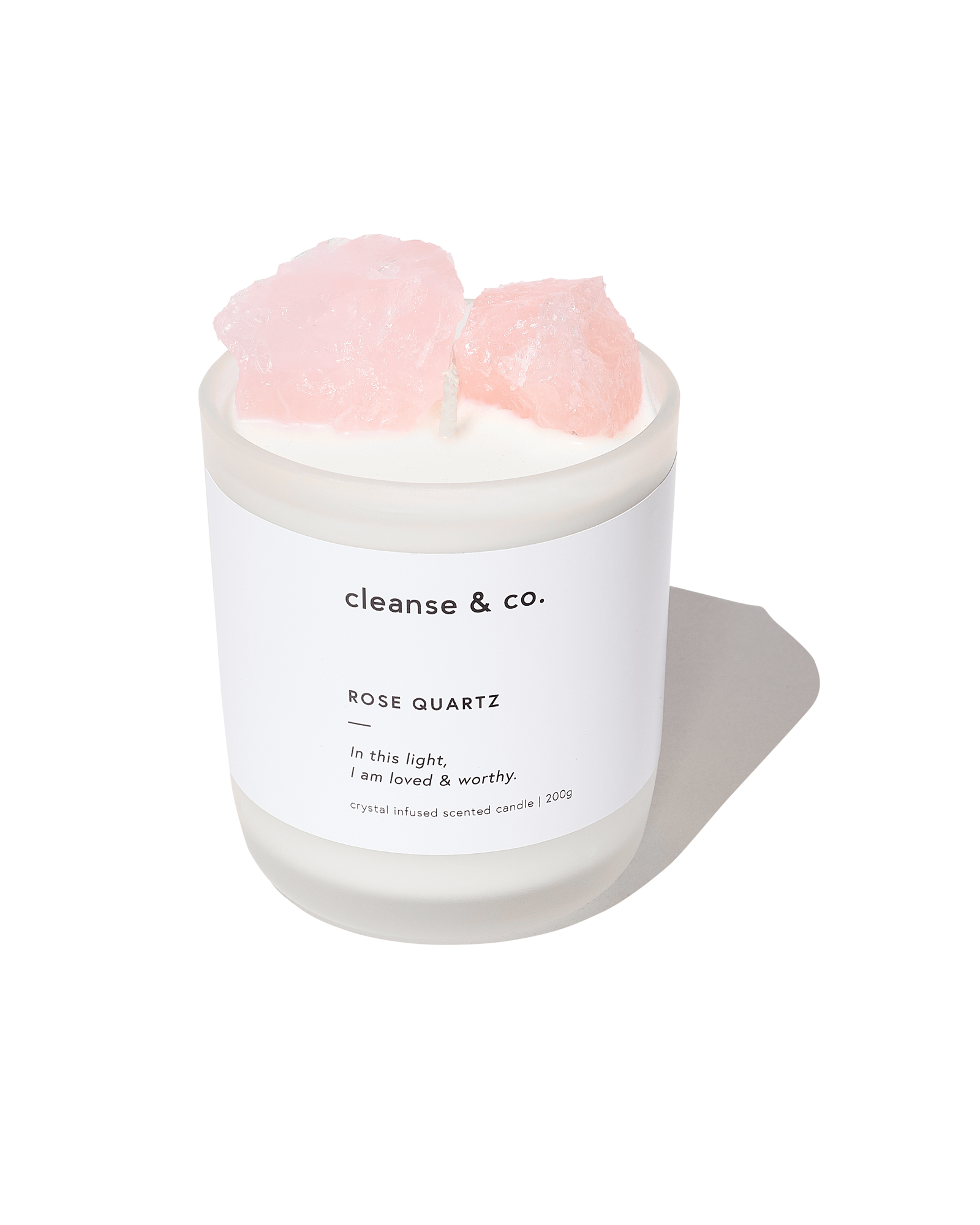 Rose Quartz Intention Crystal Candle - loved & worthy candle cleanse and co.