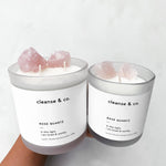 Rose Quartz Intention Crystal Candle - loved & worthy candle cleanse and co.