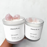 Rose Quartz Intention Crystal Candle - loved & worthy candle cleanse and co.