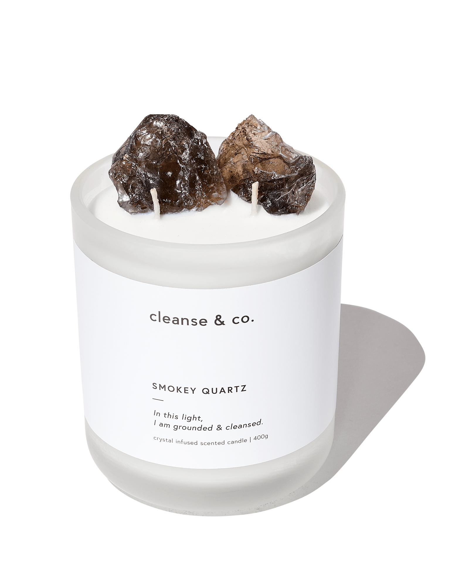 Smokey Quartz Intention Crystal Candle - grounded & cleansed candle cleanse and co.