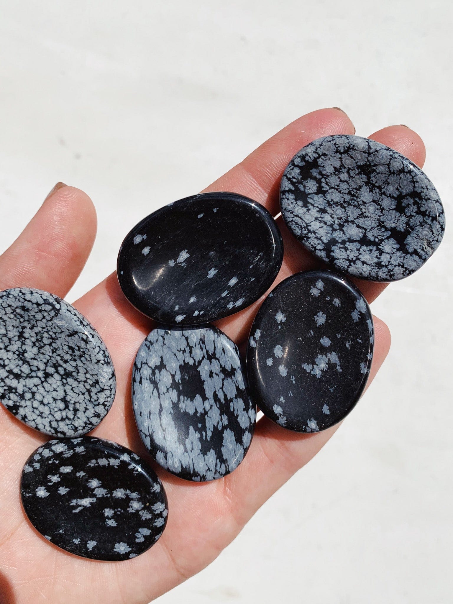 Snowflake Obsidian Worry Stone cleanse & co.