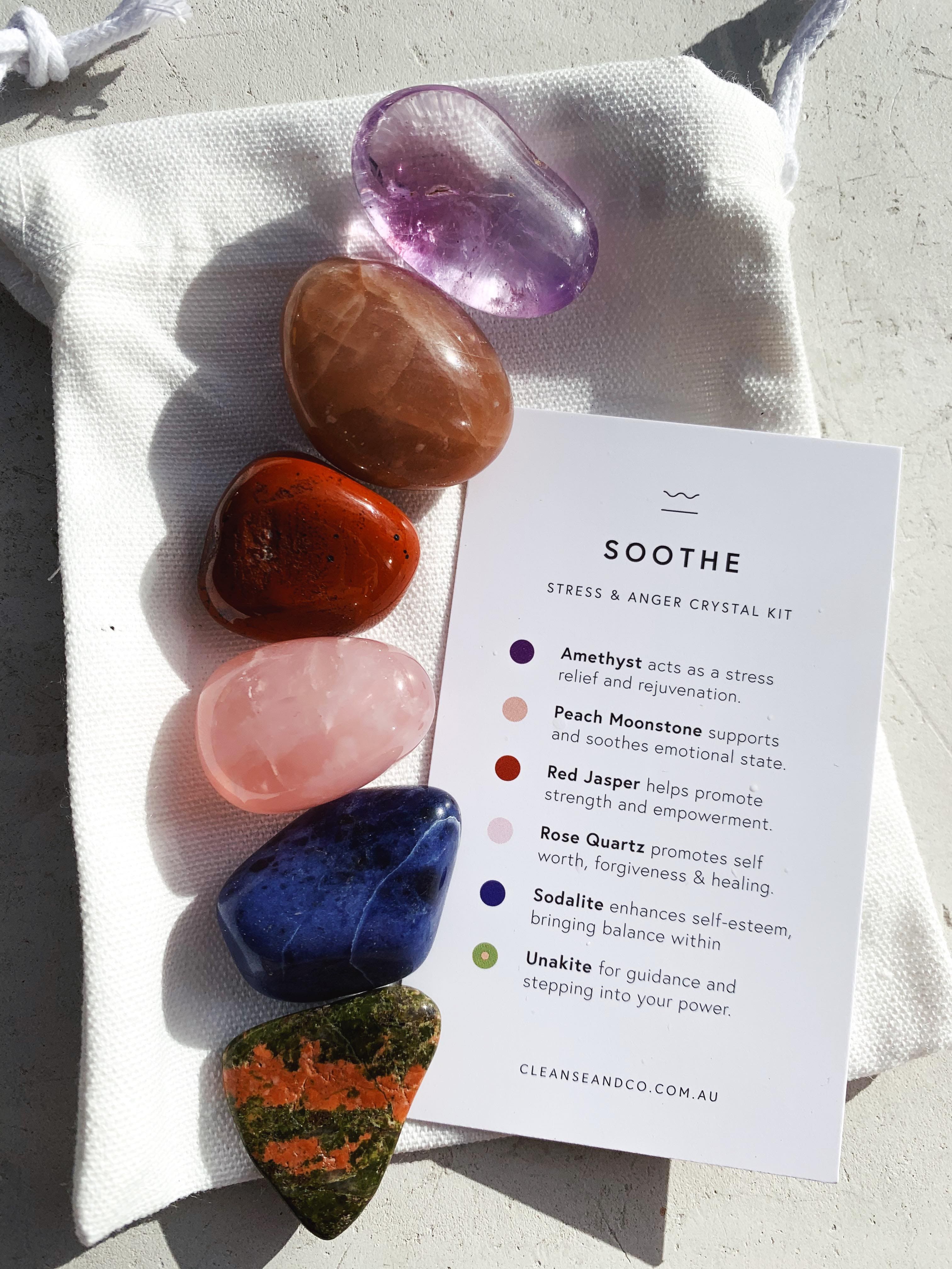 Soothe Crystal Kit – Anger & Stress crystal kit cleanse & co.