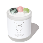 Taurus Zodiac Crystal Candle candle cleanse and co.