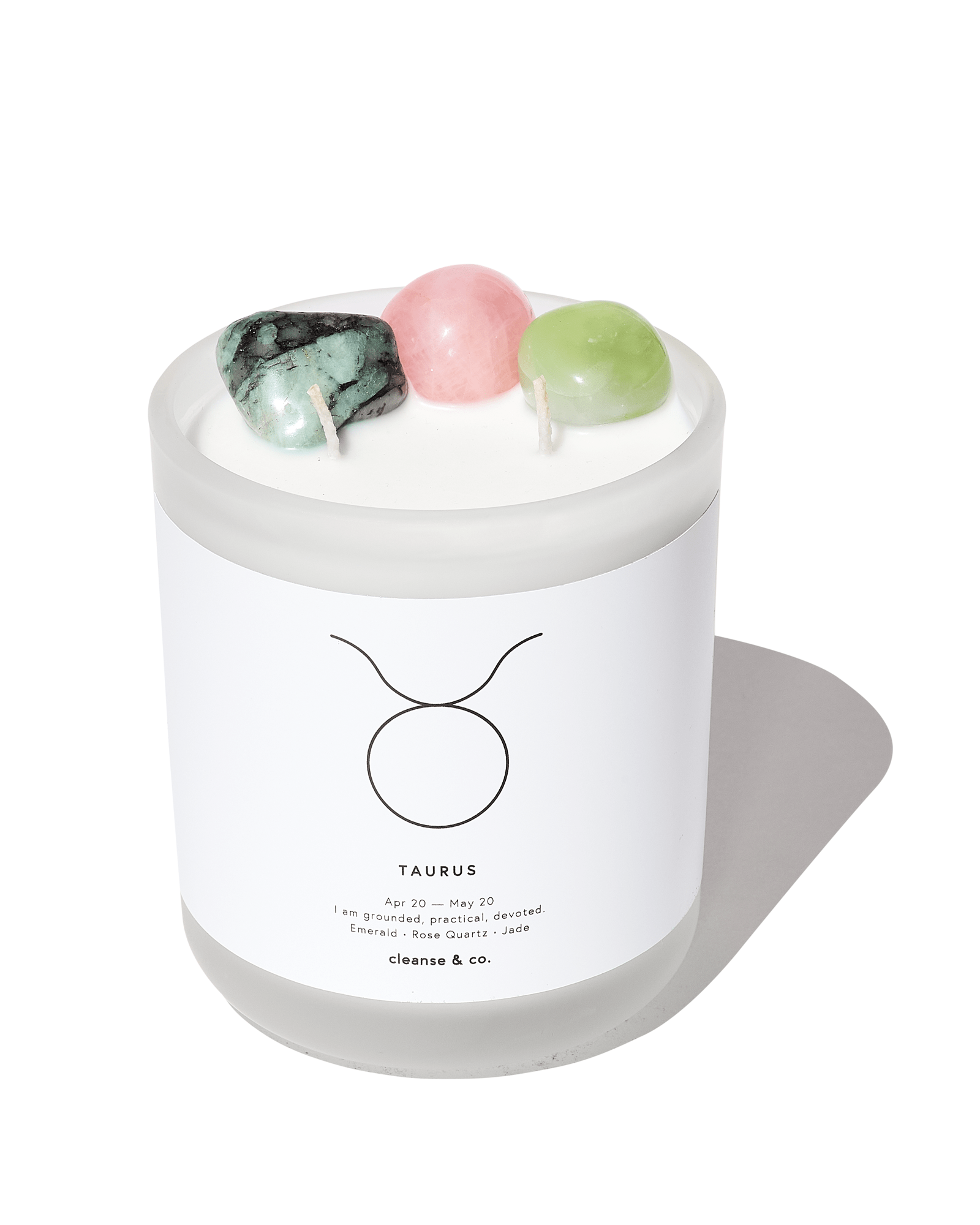 Taurus Zodiac Crystal Candle candle cleanse and co.