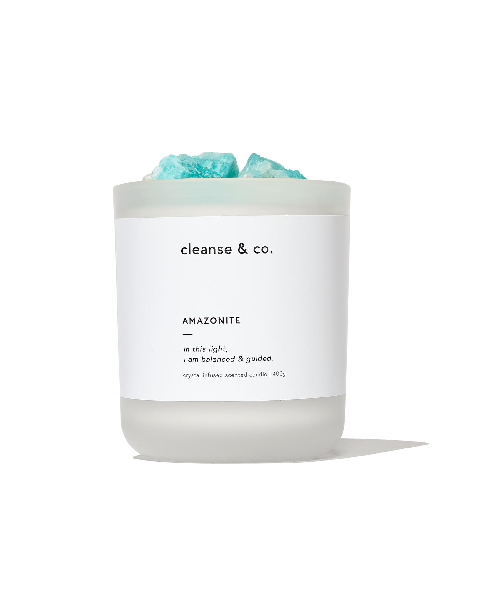 Amazonite Intention Crystal Candle - balanced & guided candle cleanse and co.