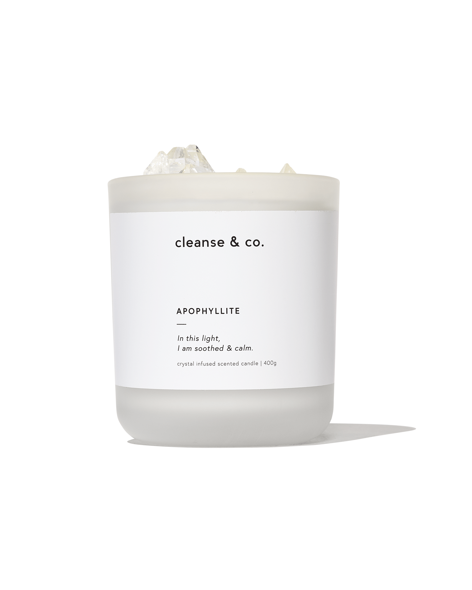Apophyllite Intention Crystal Candle - soothed & calm candle cleanse and co.