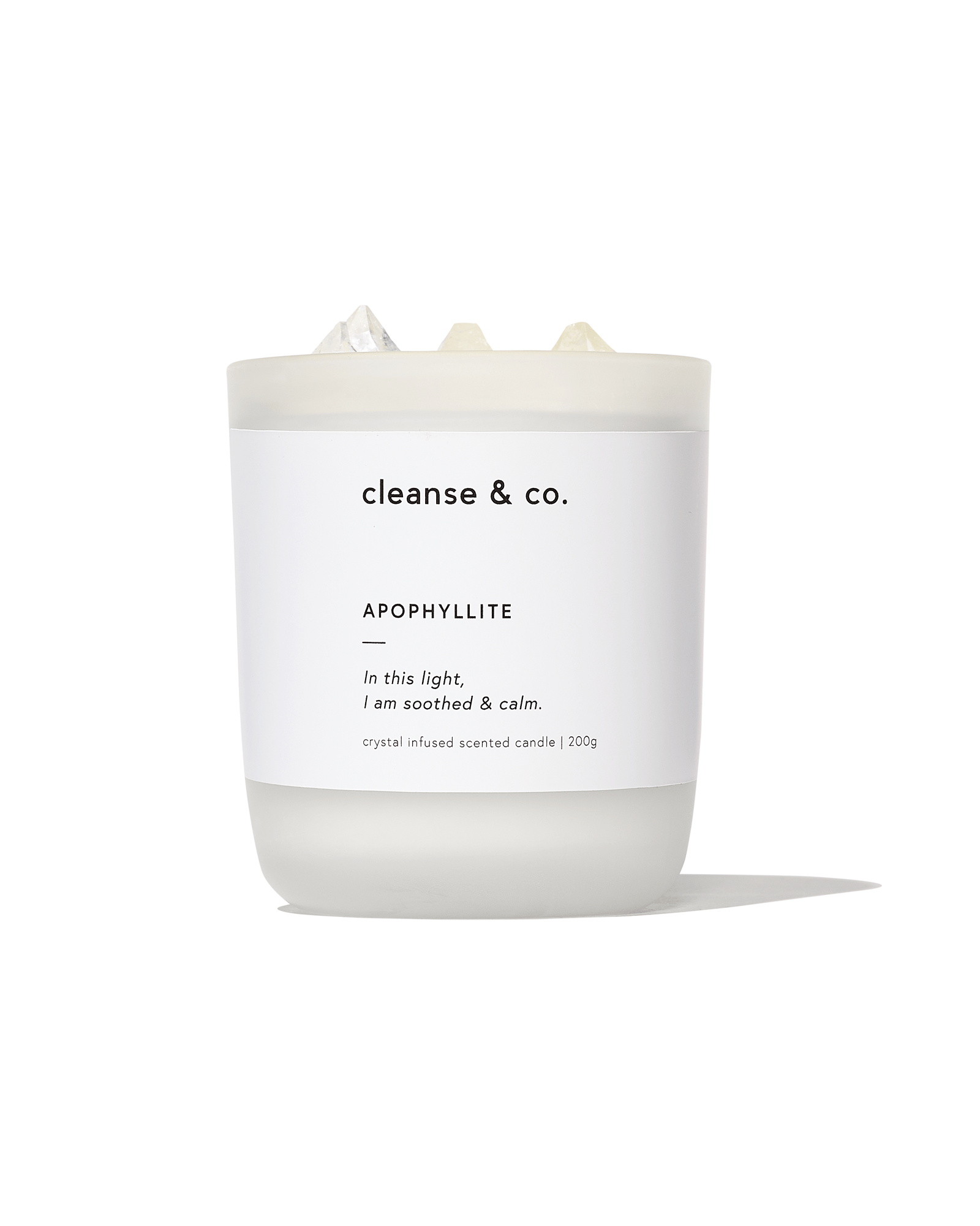 Apophyllite Intention Crystal Candle - soothed & calm candle cleanse and co.