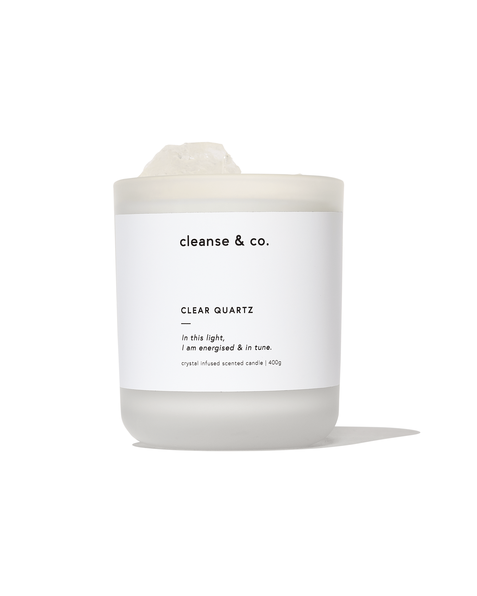 Clear Quartz Intention Crystal Candle - energised & in tune candle cleanse and co.