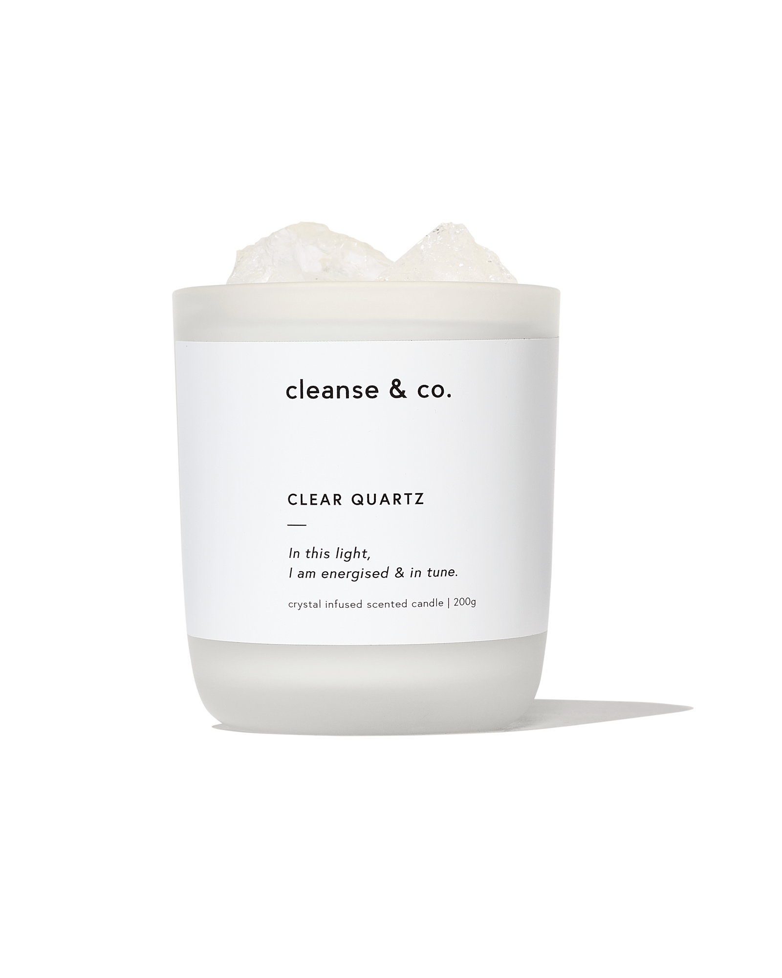 Clear Quartz Intention Crystal Candle - energised & in tune candle cleanse and co.