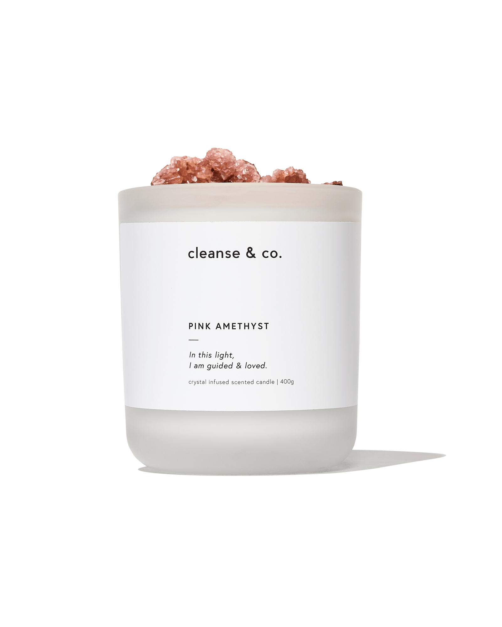 Pink Amethyst Intention Crystal Candle - guided & loved candle cleanse and co.