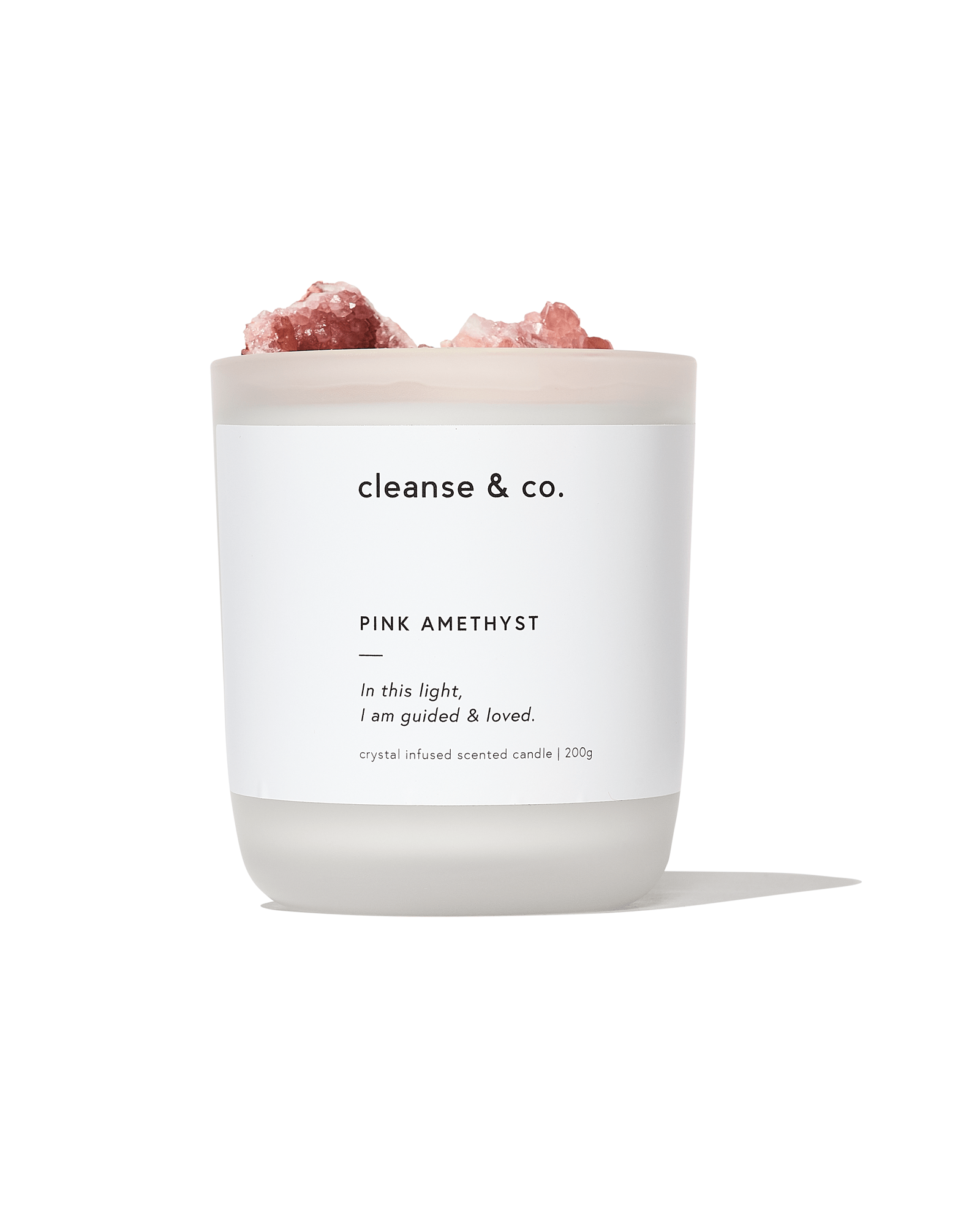 Pink Amethyst Intention Crystal Candle - guided & loved candle cleanse and co.