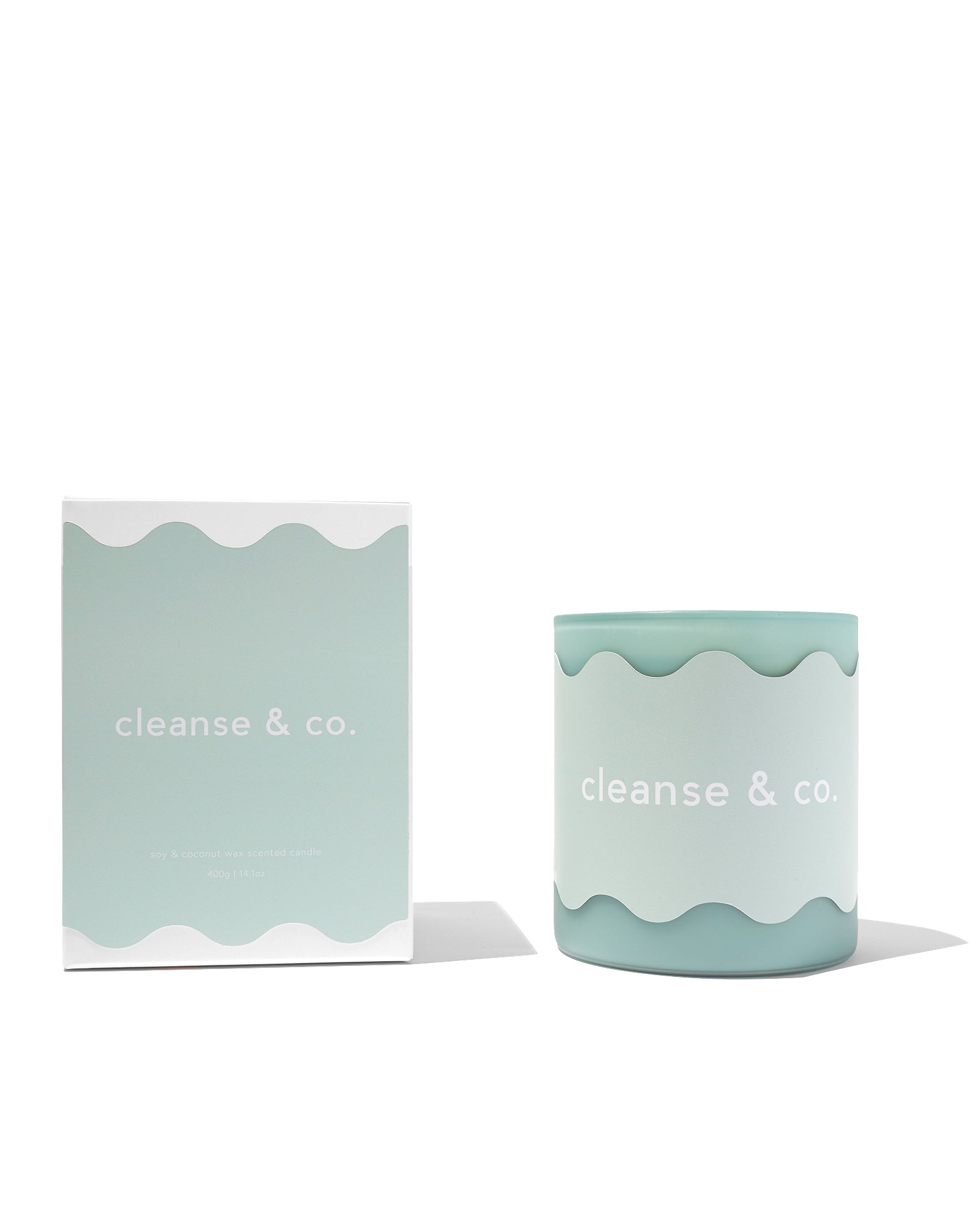 Wavy Candle - Aqua candle Fresh linen cleanse & co.