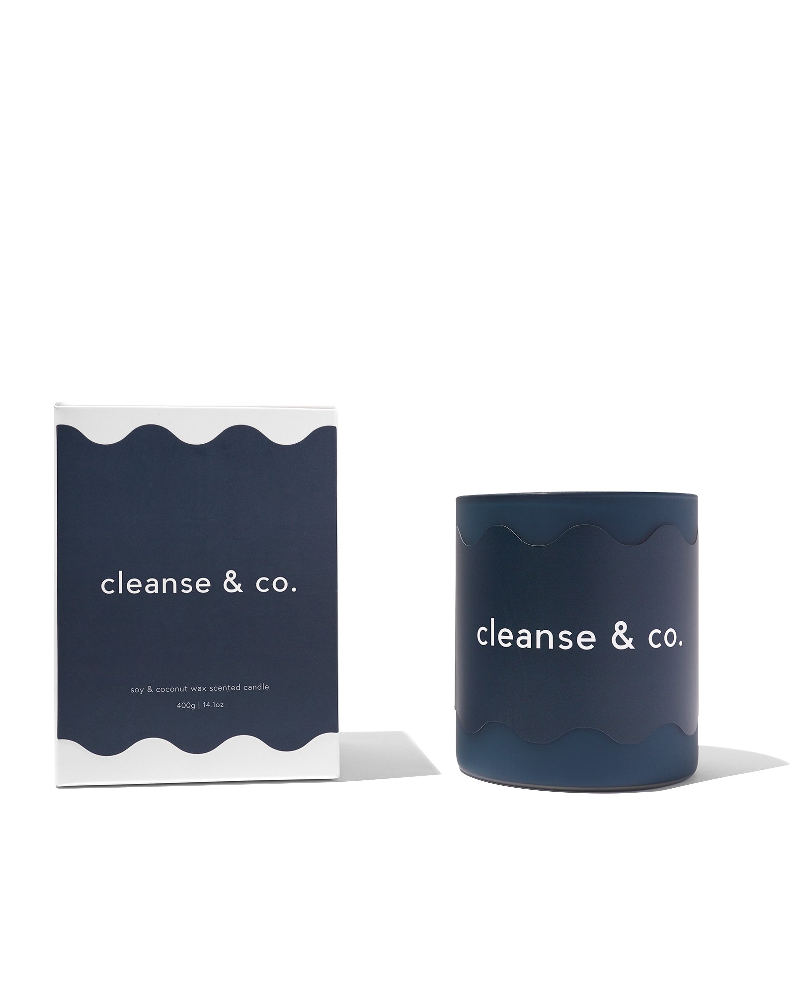 Wavy Candle - Navy candle Cashmere Amber & Vanilla cleanse & co.