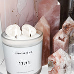 11:11 Make A Wish – Crystal Infused Candle 400G Soy Wax. Clear Quartz Geode Candle.