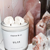 11:11 Make A Wish – Crystal Infused Candle 400G Soy Wax. Clear Quartz Geode Candle.