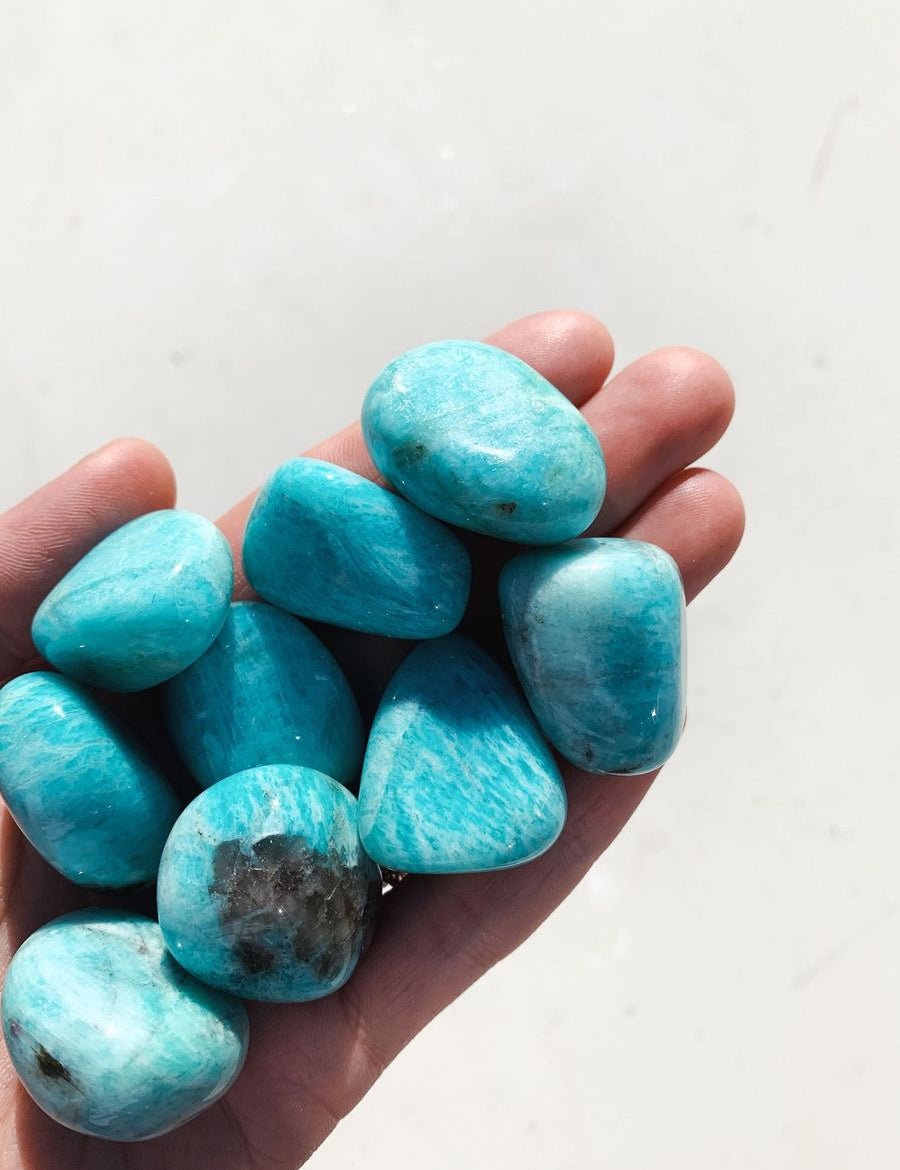 Cleanse & Co. African Amazonite. Ethically Sourced Tumbled Crystal.