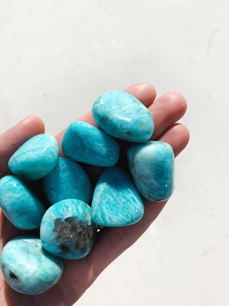 Cleanse & Co. African Amazonite. Ethically Sourced Tumbled Crystal.
