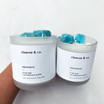Cleanse & Co. Amazonite Balanced & Guided Intention Candle. 400G and 200G Vegan-Friendly Soy and Coconut Wax.