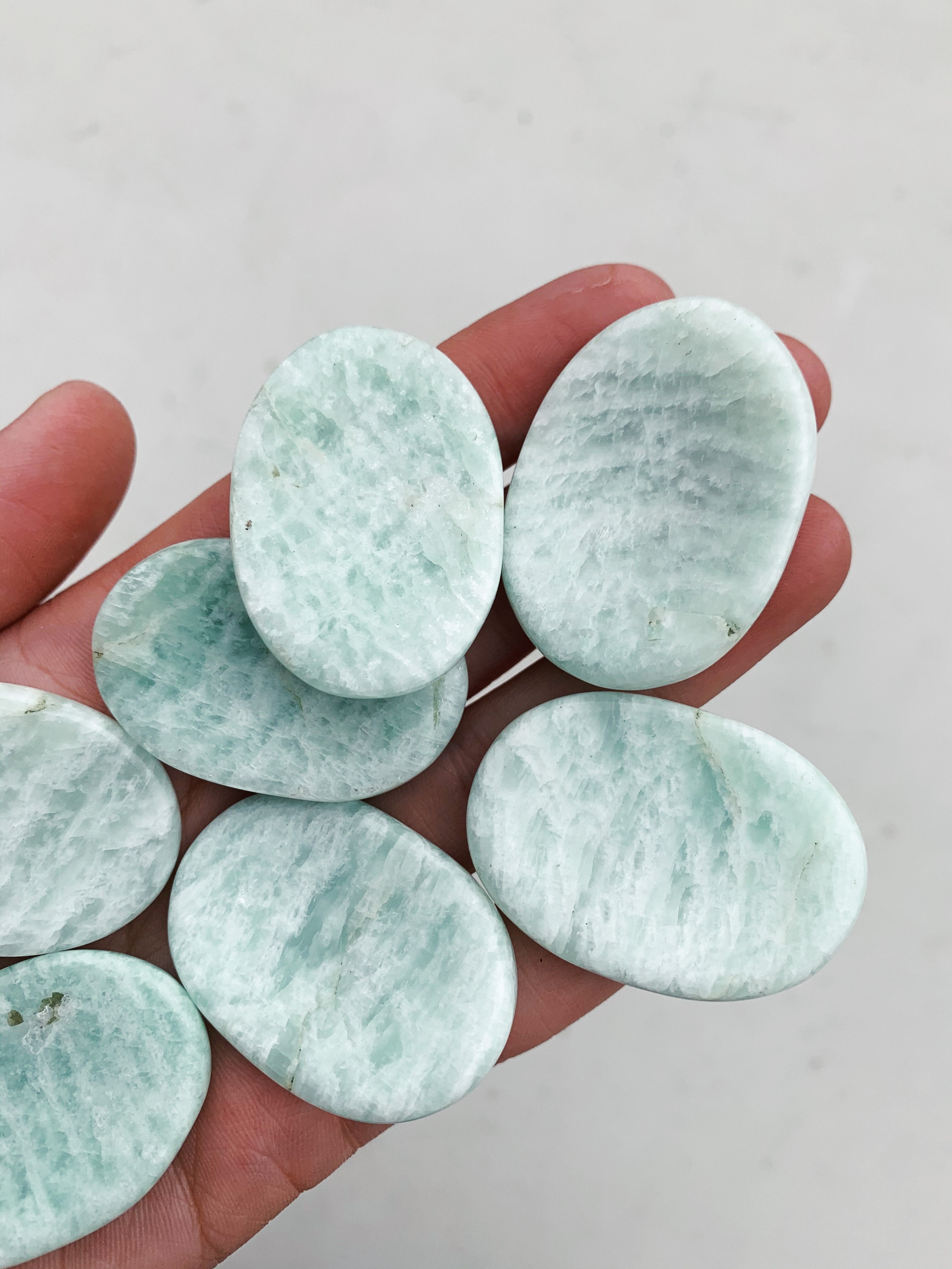 CLEANSE & CO. Amazonite Crystal Worry Stone. Ethically Sourced Crystals.